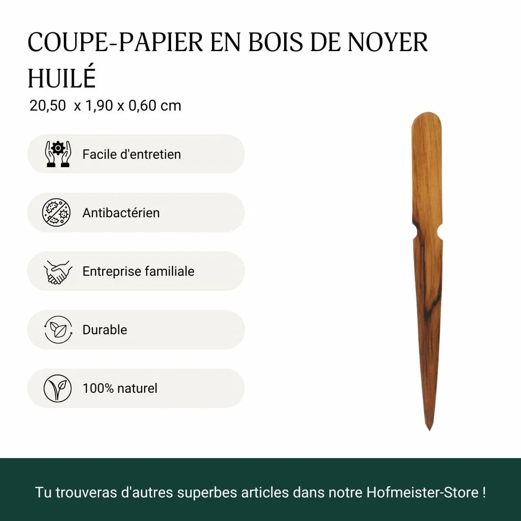 HOFMEISTER® Ouvre-Lettres en Noyer huilé 20 cm