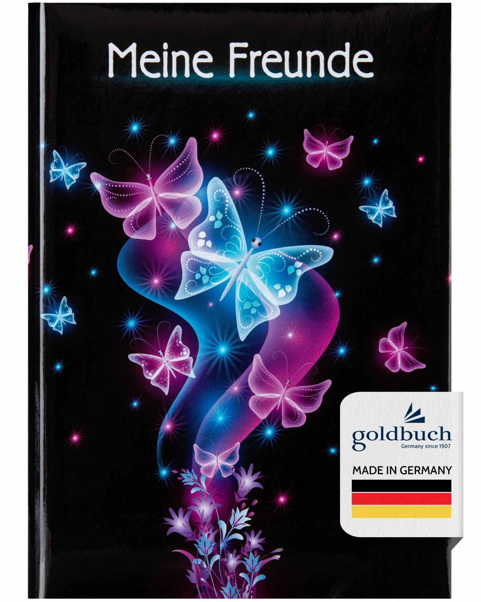 Goldbuch Livre d'amitié A5 88 pages Motif papillon Noir/rose/bleu