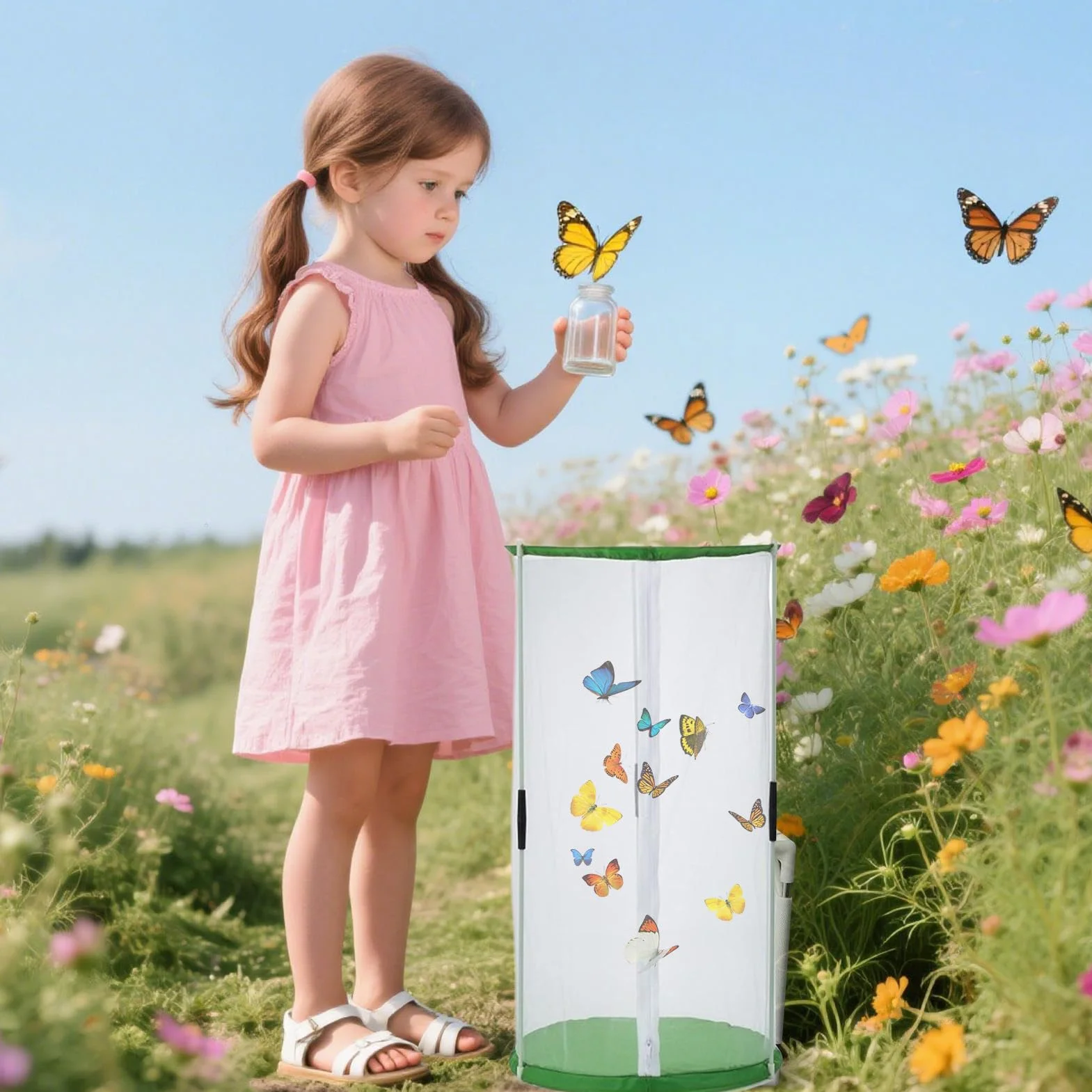 Cage à Papillons 30x40 cm avec Fermeture éclair Pliable Protection pour Études Naturelles