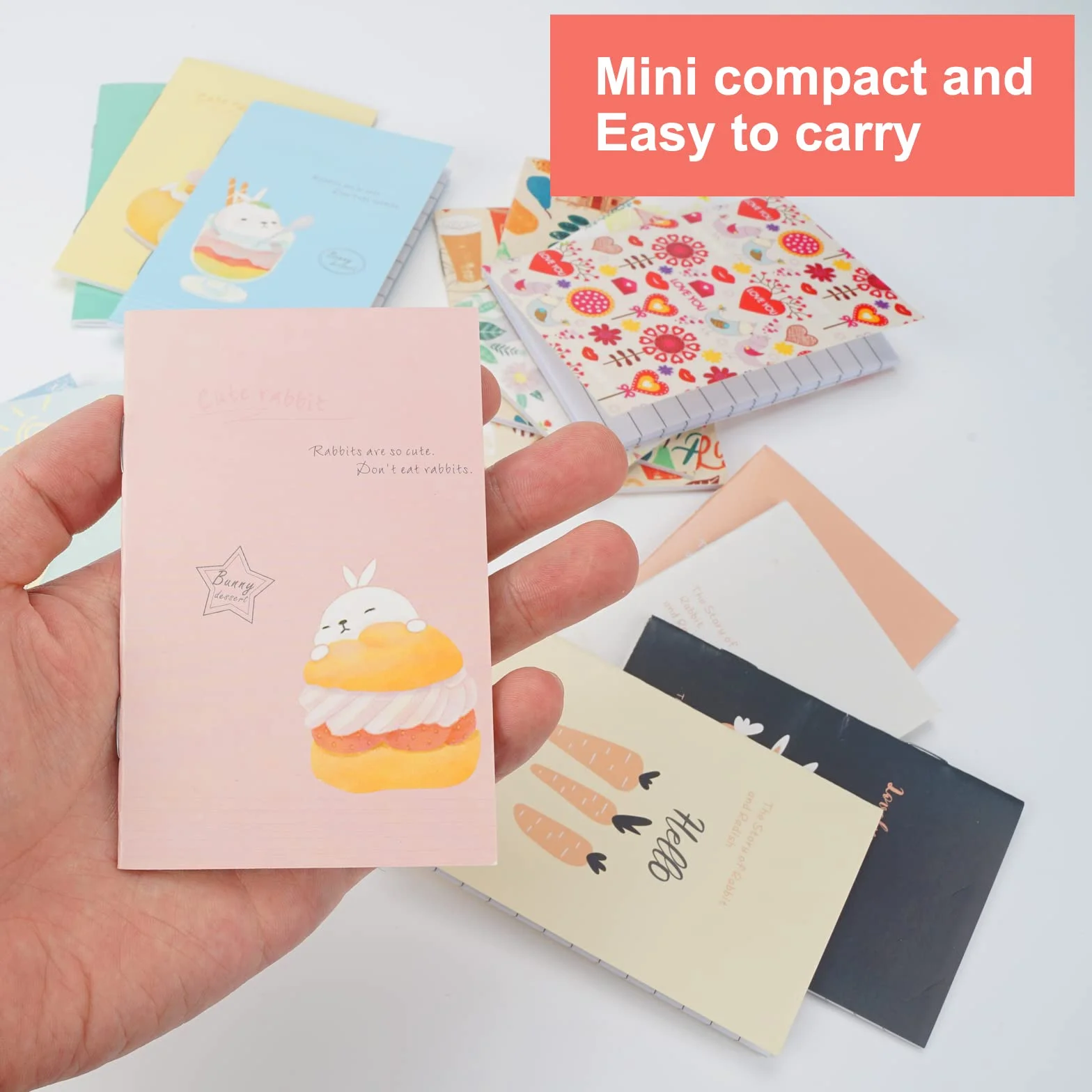 Bloc Note A7 10,5 x 7 cm Carnet de Poche 16 Pièces Couverture Colorée Animaux Dessins Animés