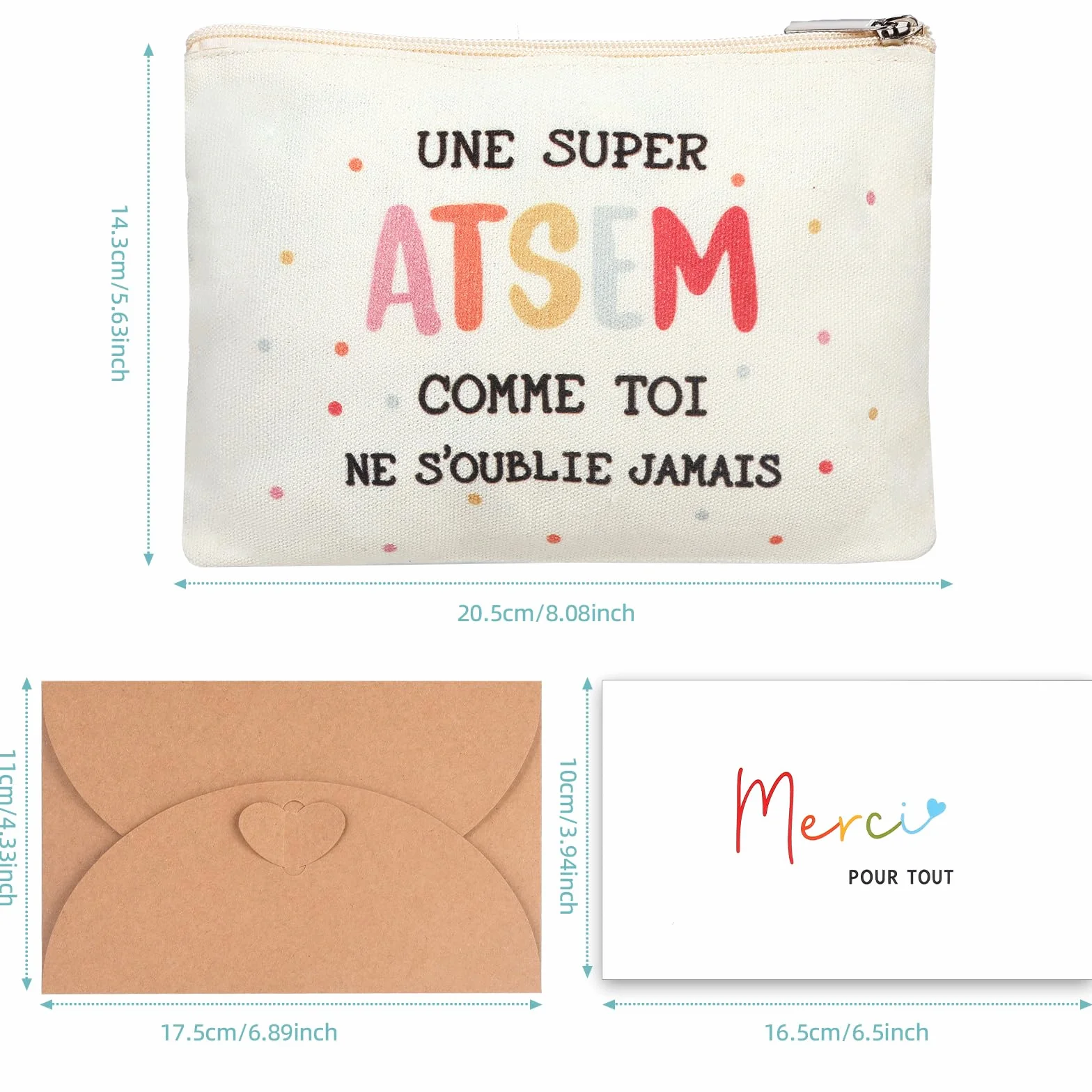 Sac en toile imprimé français pour enseignants, carte de remerciement, Journée des enseignants