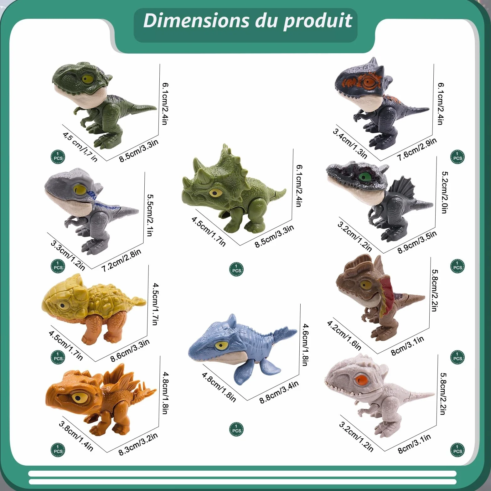 Dinosaure Jouet Ensemble, ABS Mini Dinosaure 10 Pcs, Mignon Durable pour Enfants Garçons Filles