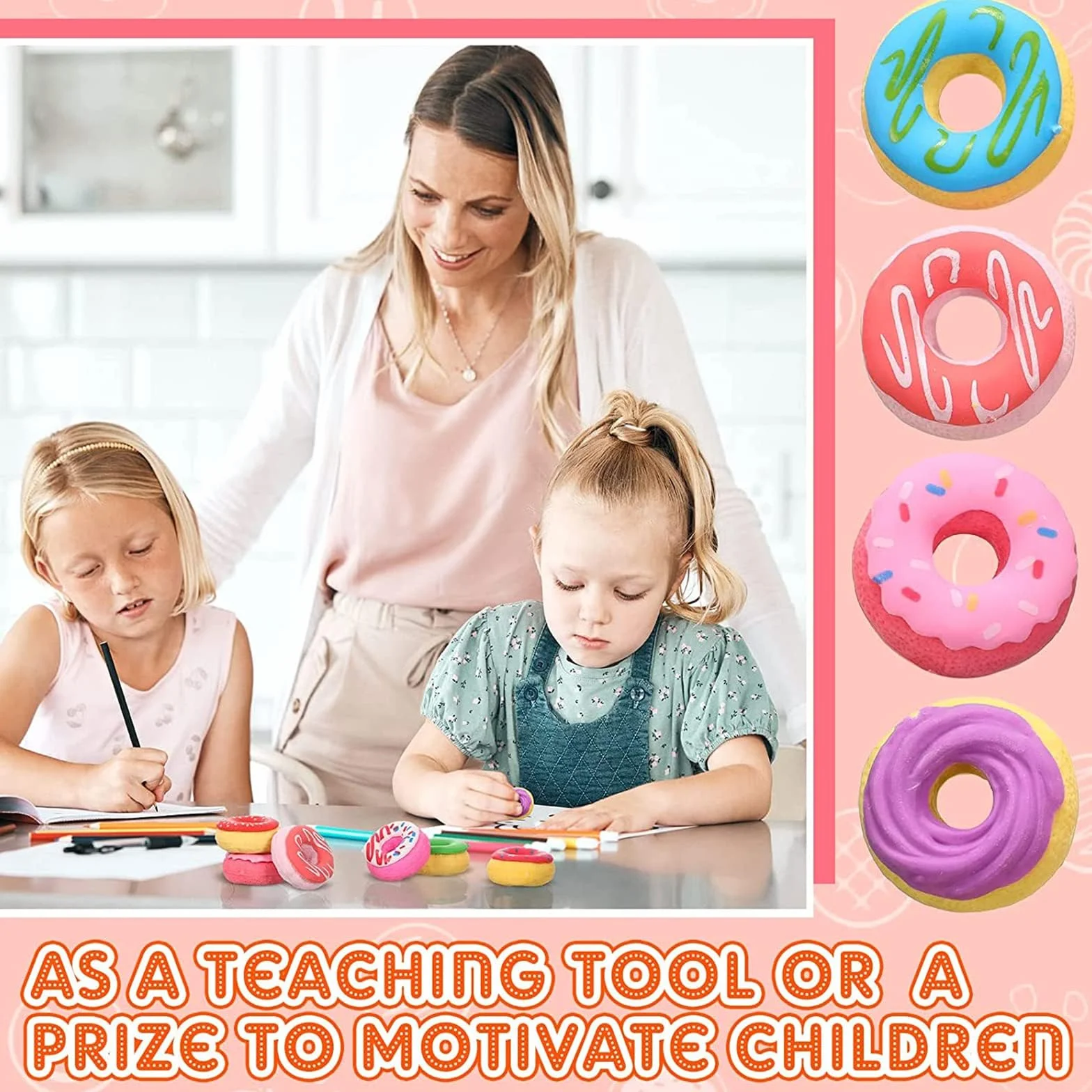 Gommes à Donut Kawaii Enfant 18 Pièces Gomme Souple Créative Effacement Propre Papeterie