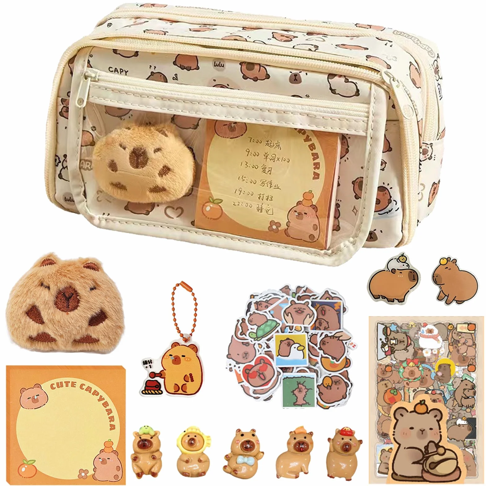 Trousse Scolaire Capybara Grande Capacité Papeterie Ensemble Fourniture Bureau
