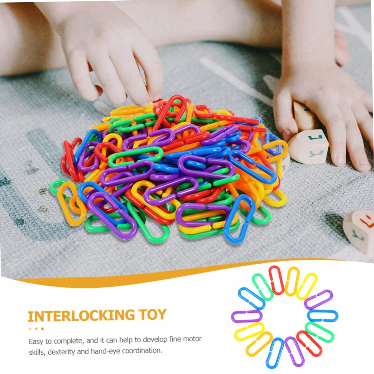 BESPORTBLE 150 pièces Maillons C Clips Plastique Colorés Éducatif Interactif