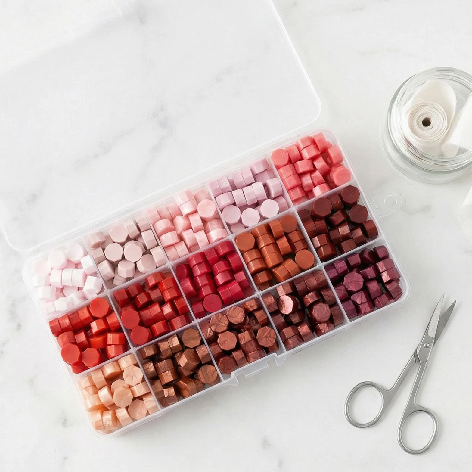 Ensemble de Tampons de Cire, 375 Perles Octogonales, 15 Couleurs, Chauffant, pour Mariage, Enveloppe, Cadeaux