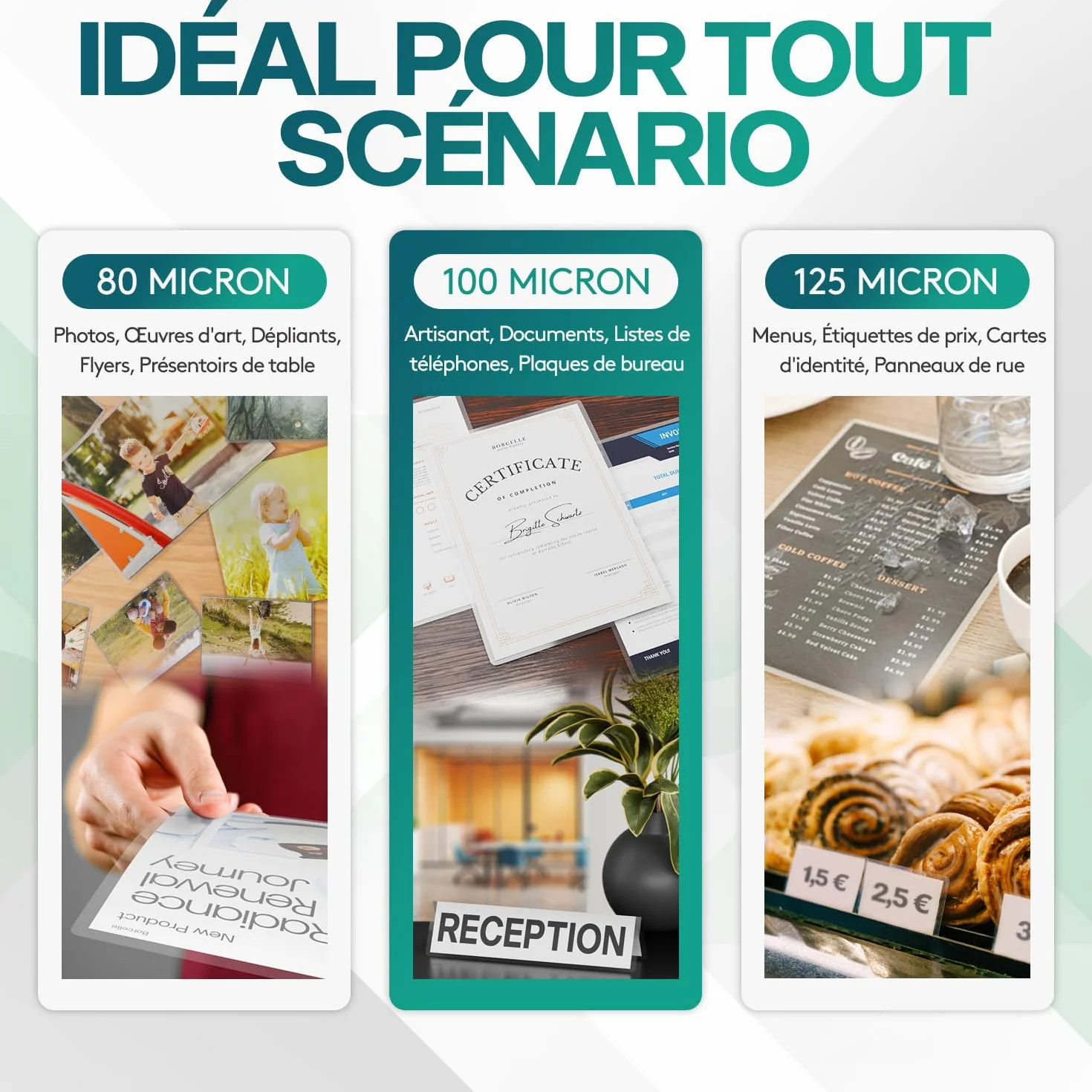 ACROPAQ Pochettes de plastification A4 mat 100 micron Anti-reflets Coins arrondis - Pack de 100