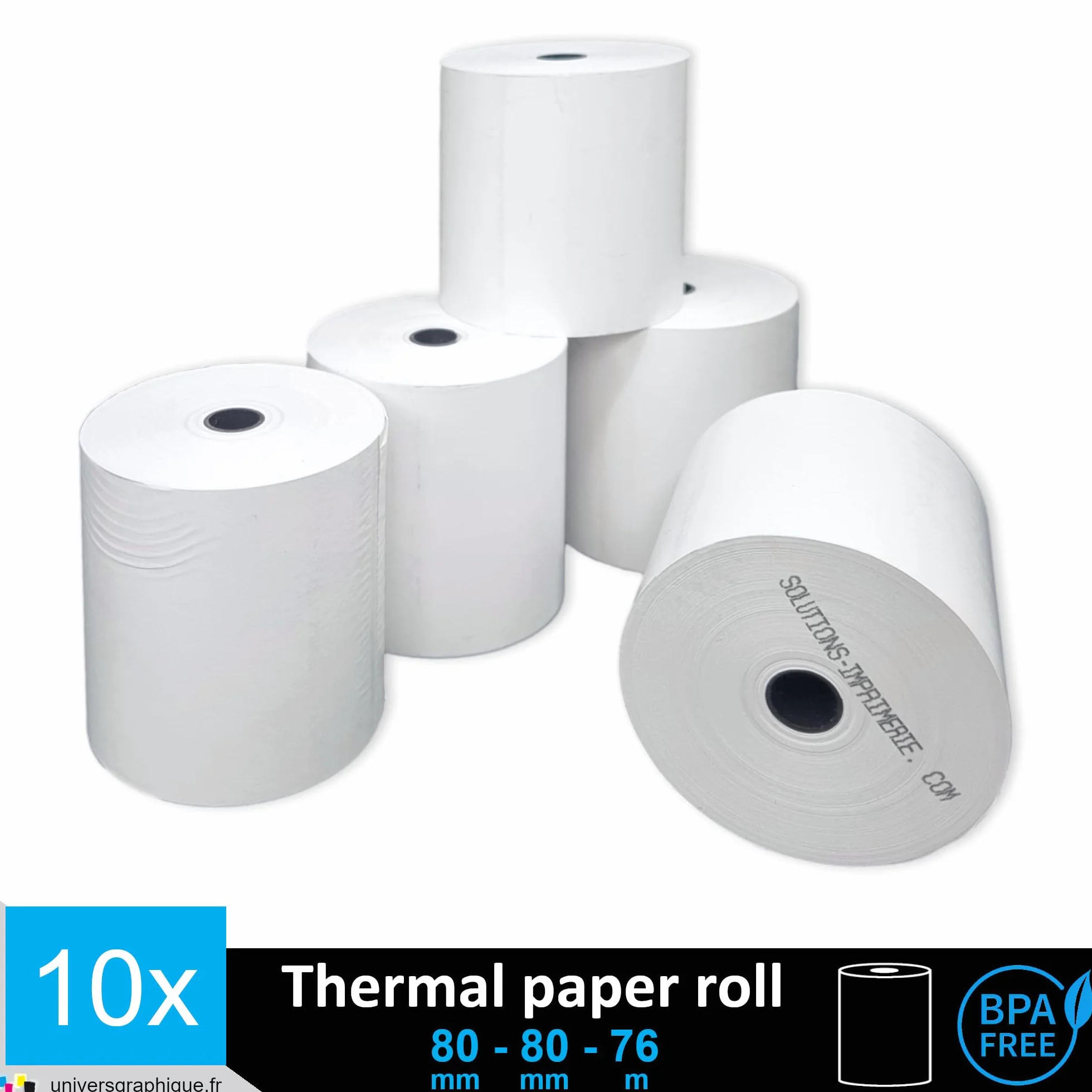 Bobine Papier Thermique SANS BISPHÉNOL 80 x 80 x 12 mm pour Ticket de Caisse Imprimante Thermique