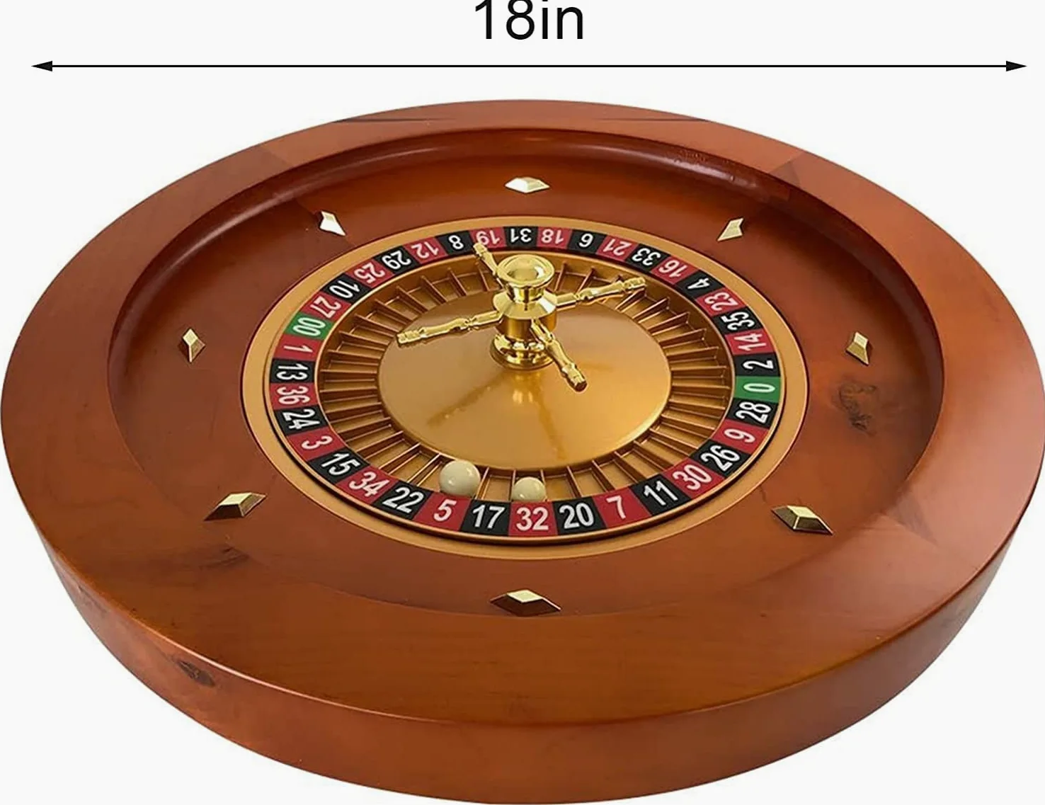 Roulette, Roulette de luxe en bois 18 pouces, massif avec double zéro