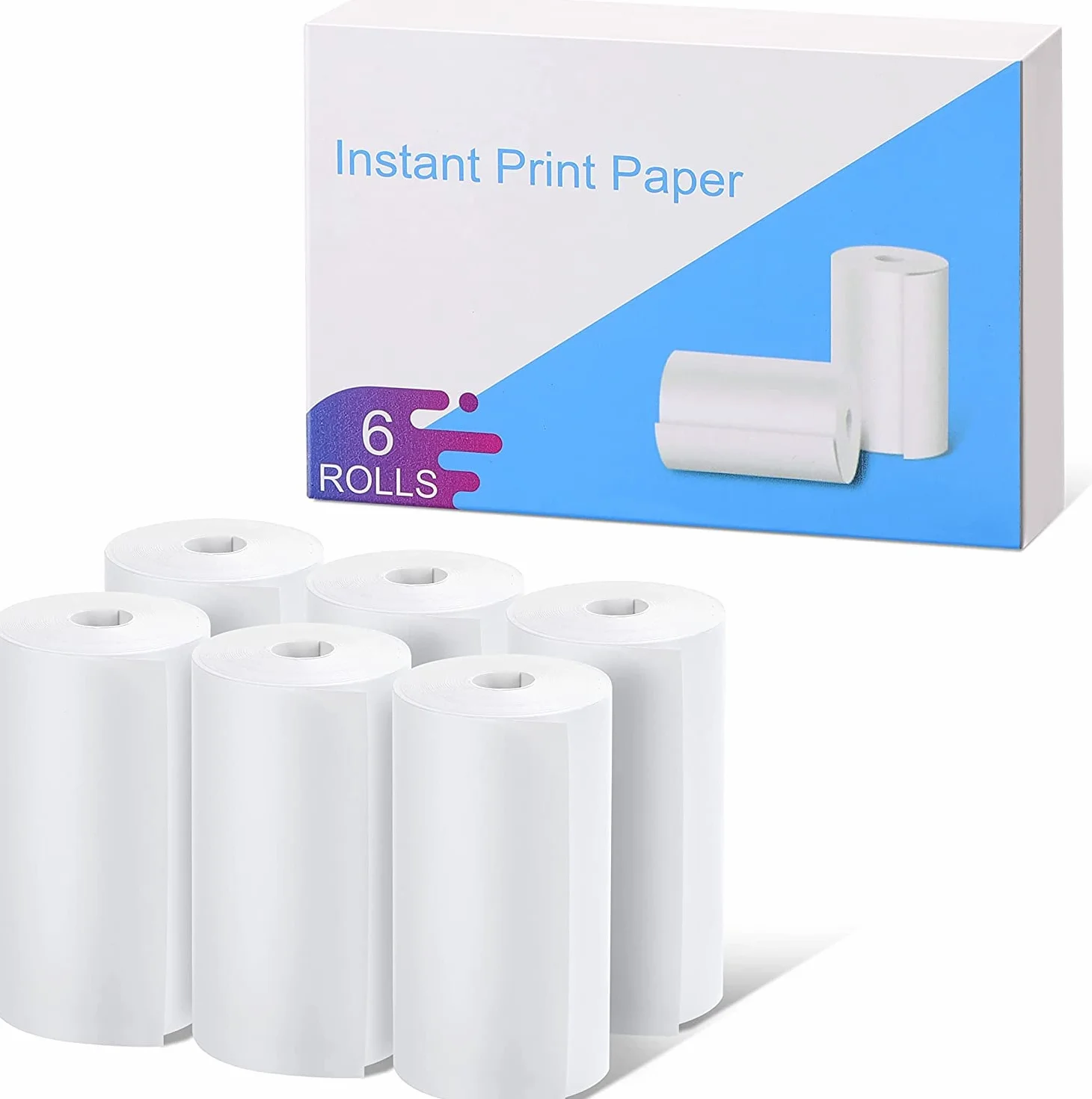 CAMCLID Lot de 6 Rouleaux Papier Thermique Recharge Appareil Photo Enfant Compatible