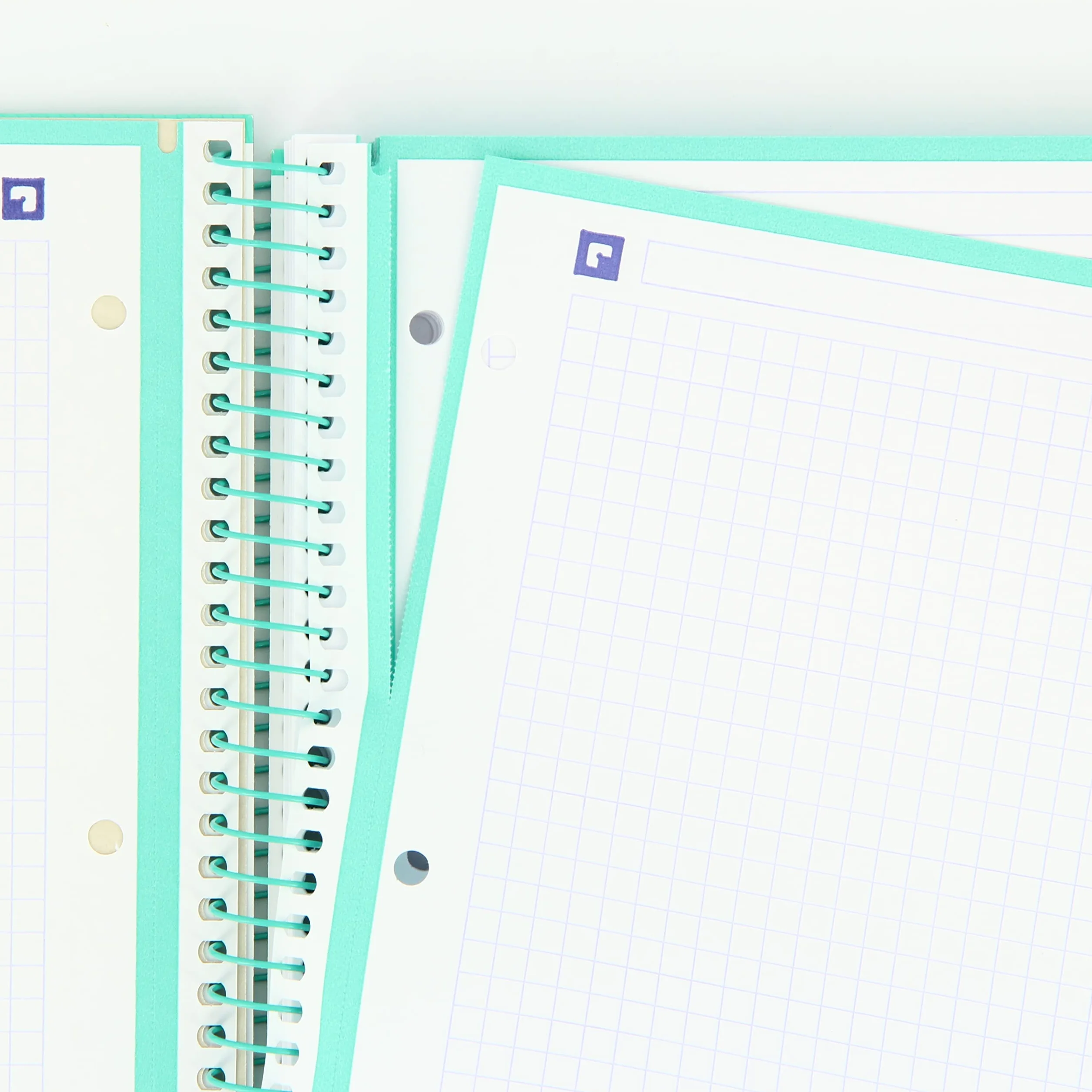 Oxford Lot de 3 cahiers A4 micro-perforés carreaux 5x5 couverture spirale pastel