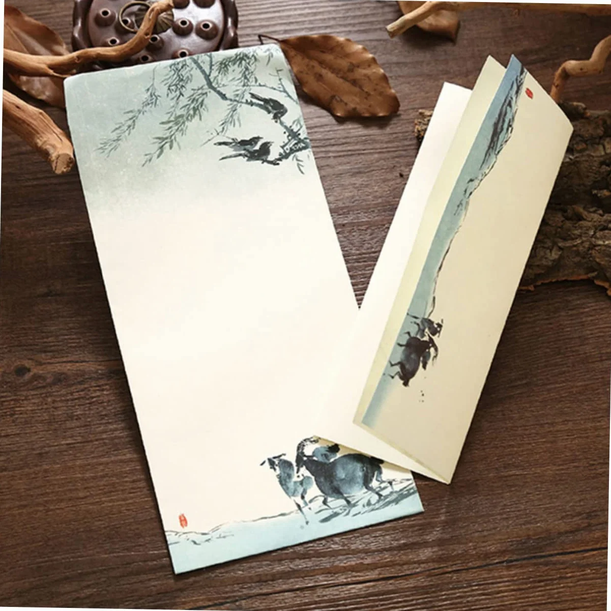 HOMSFOU Set de 12 Papier à Lettres et Enveloppes Style Chinois Motifs Imprimés