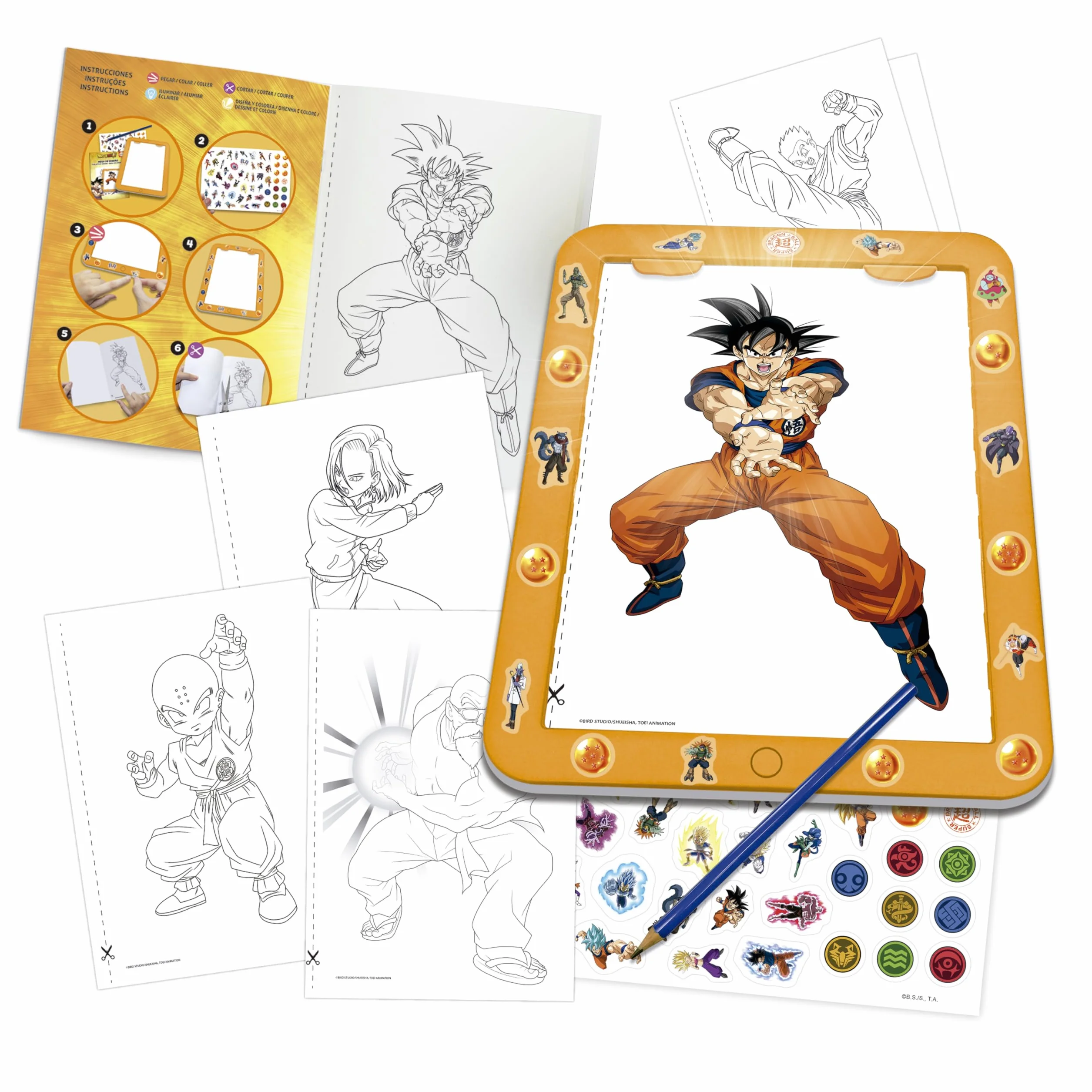 Educa Tablette à Dessin Lumineuse Dragon Ball 20439 Crée colorie décore à partir de 5 Ans