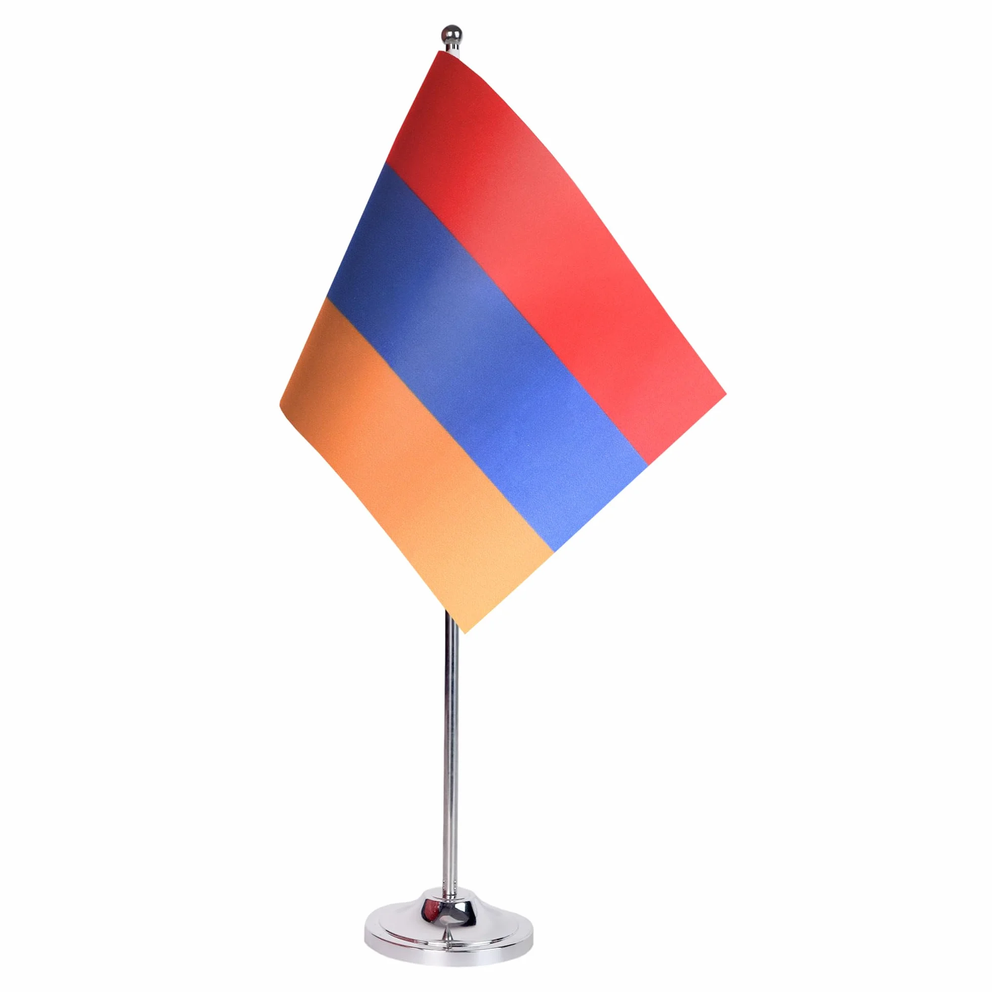 AZ FLAG Drapeau De Table Arménie Prestige 22x15 cm Satin Hampe 30cm Socle Métal