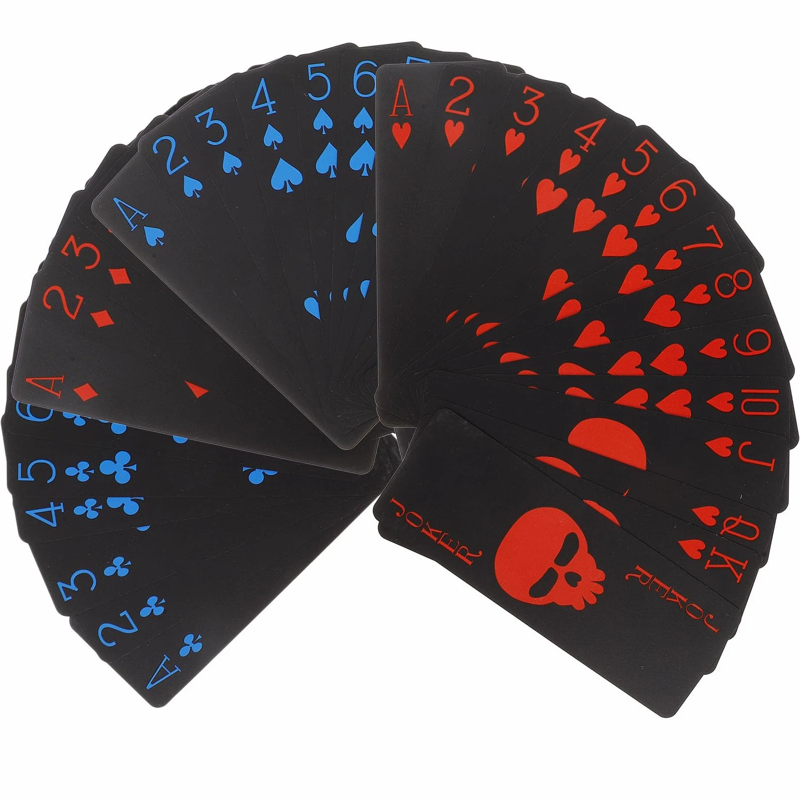 CALLARON Cartes en Exceptionnelle pour Durabilité Soirées Créatif de Poker Imperméables PVC Noir Motif Crâne en Famille et Fêtes Entre Adultes