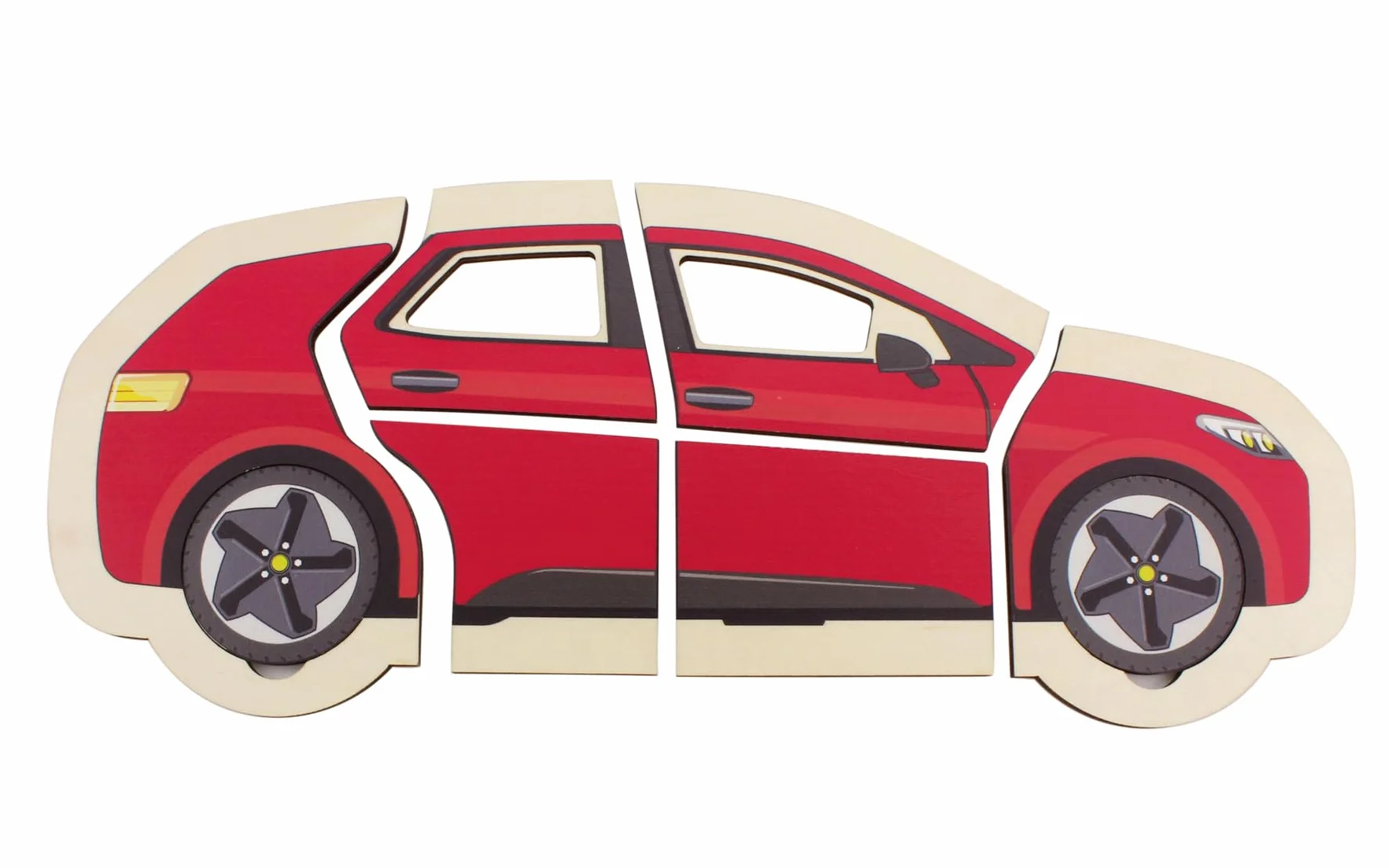 Beleduc Puzzle de couches de voiture, puzzle éducatif en bois 5 couches - Jouet motricité dès 4 ans - Montessori - Construction véhicule