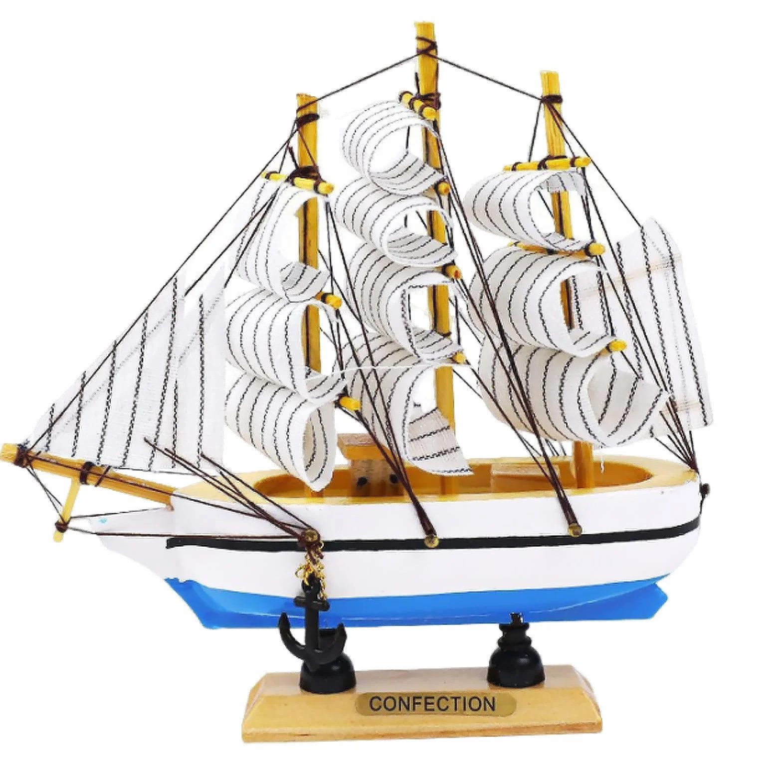 Modèle de Voilier Miniature en Bois 16cm Fahibin