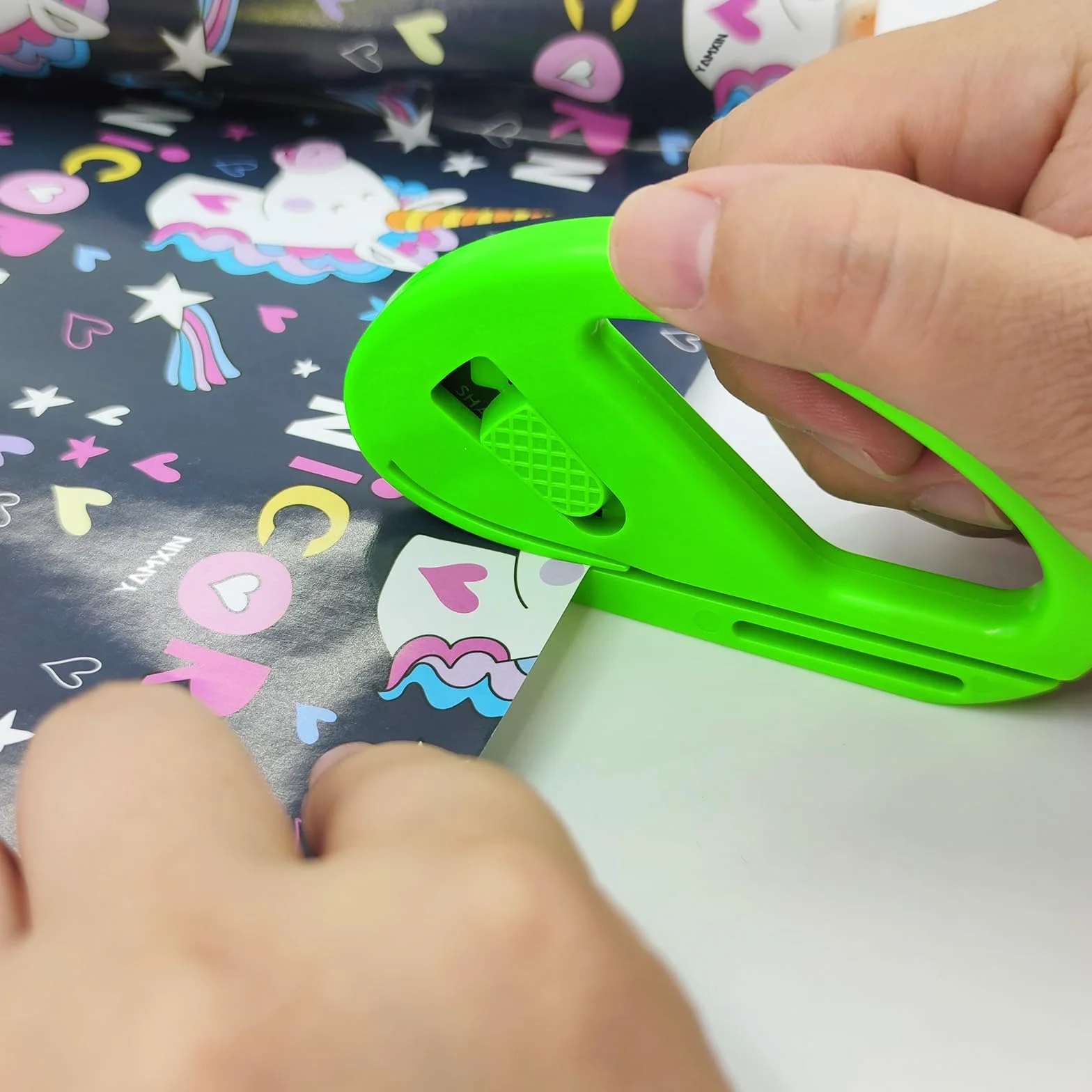 Coupe-papier cadeau coulissant vert Lot de 2, découpe papier d'emballage