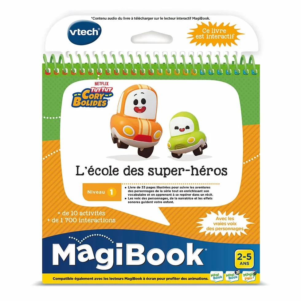 VTech MagiBook Tut Tut Cory Bolides Livre Éducatif Enfant Niveau 1 L'École des Super-Héros Pages Interactives Cadeau 2-5 Ans Français