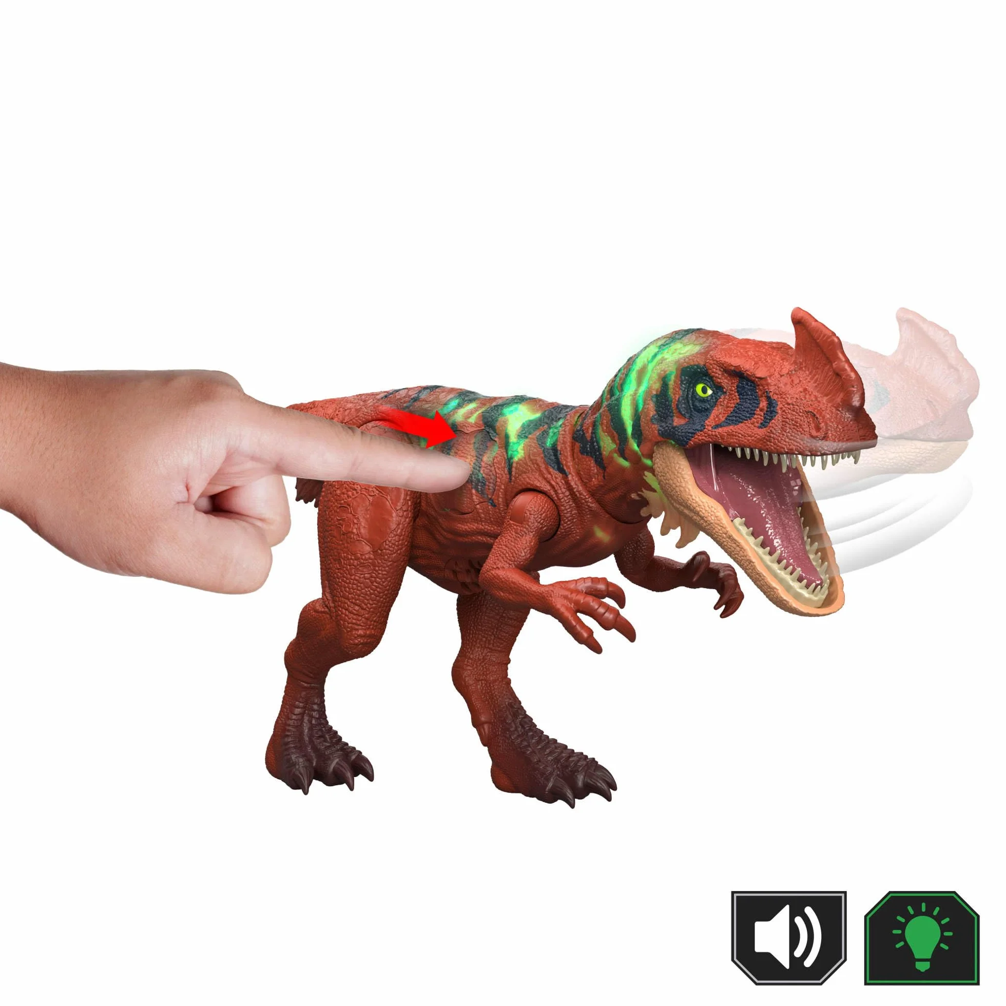 Mattel Jurassic World Figurine de Dinosaure Rugissement Féroce Mouvement Mâchoire Attaque Effets Sonores JKL76