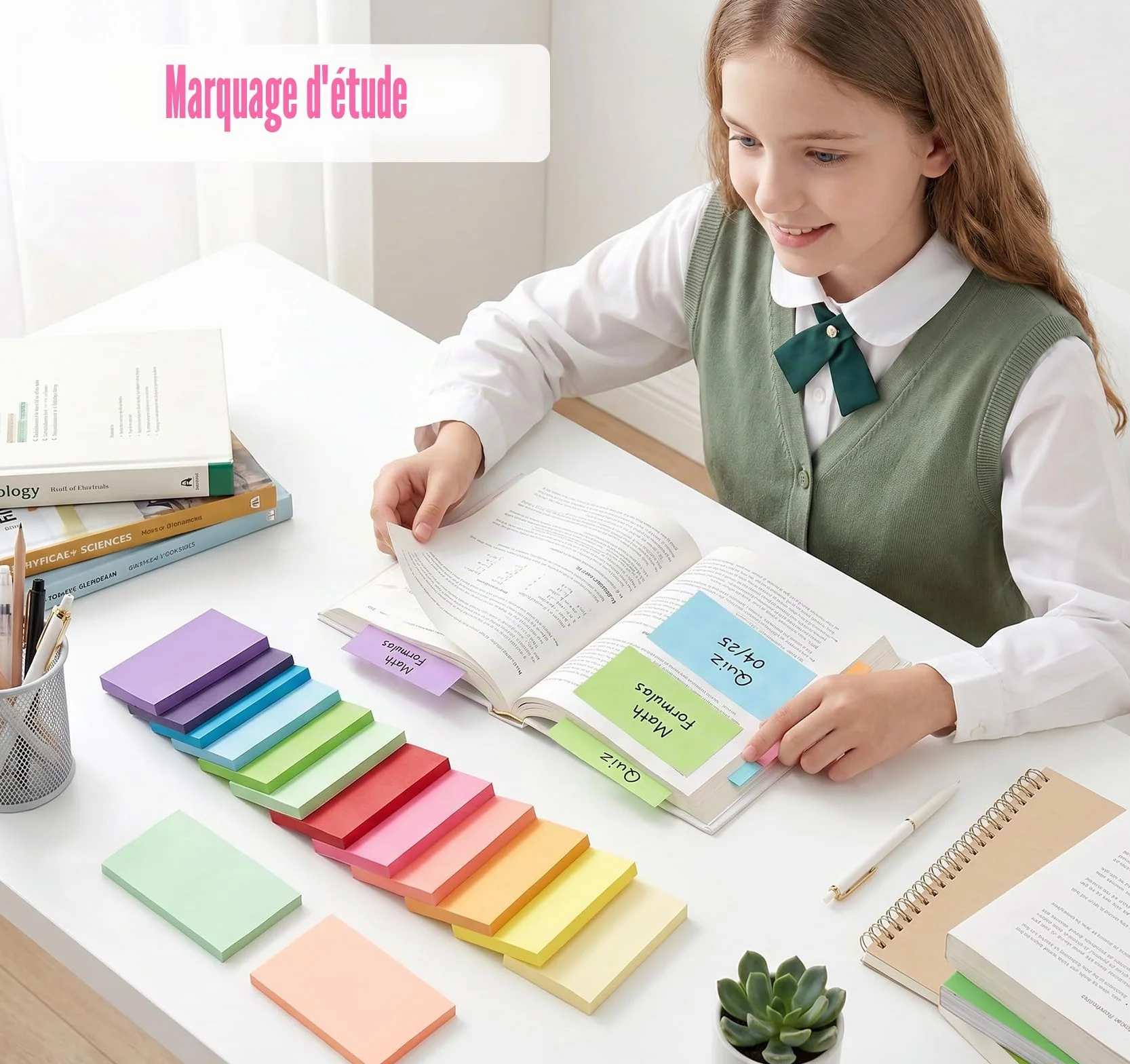 Agoer 1200 Notes Sticky Notes Lot de 12 Blocs Autocollantes 76 x 127 mm 100 Feuilles par Bloc 12 Couleurs