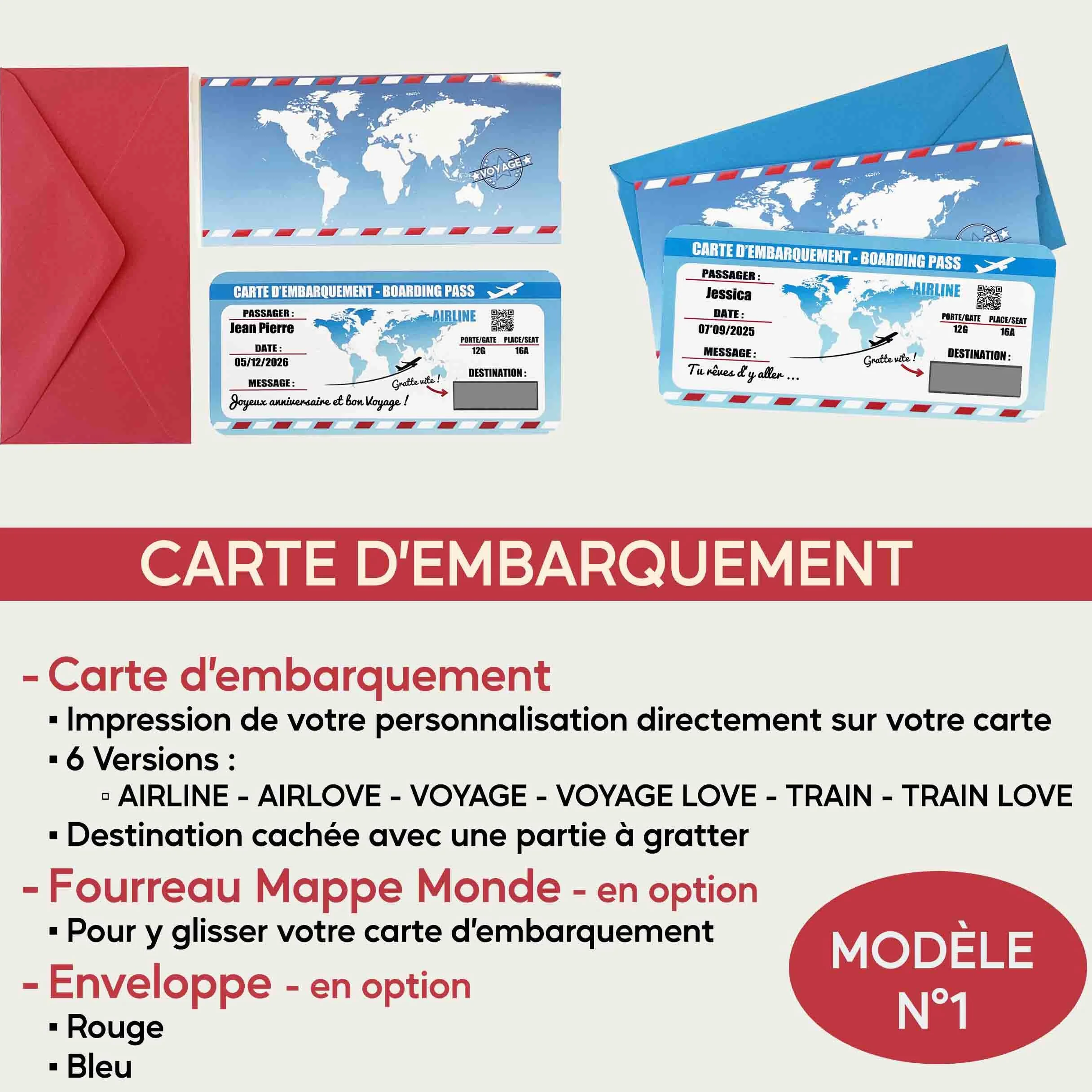 Carte Cadeau Voyage Carte Embarquement Personnalisée
