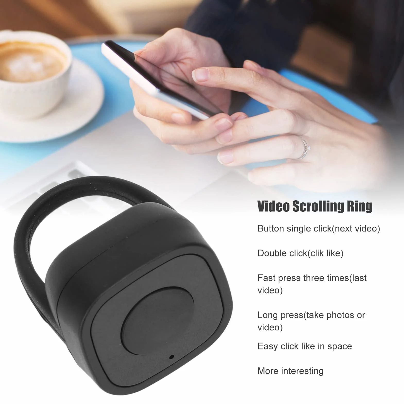 Tourneur de Page Bluetooth Télécommandé pour Selfie Vidéo Lecture Anneau de Défilement