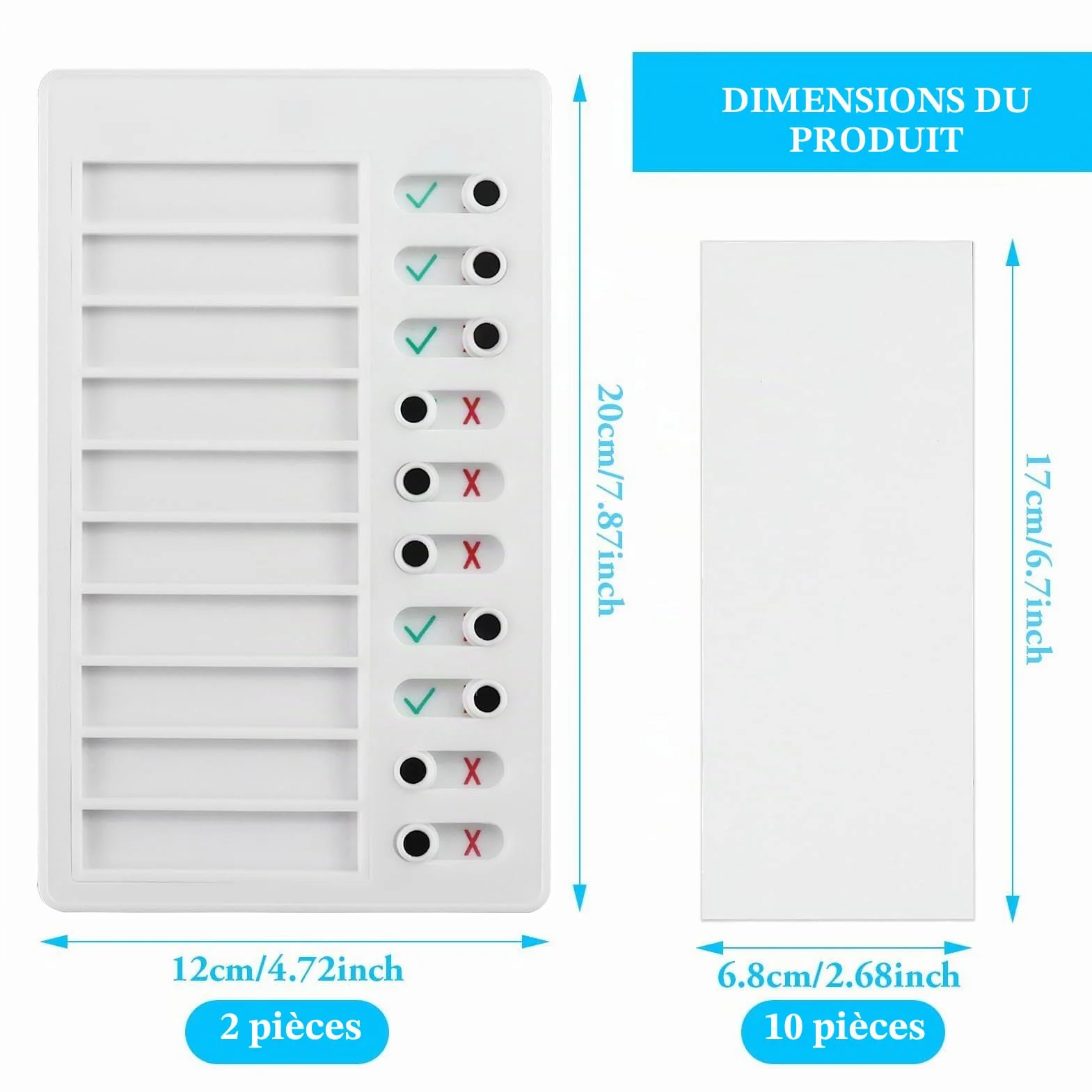 Tableau de mémo en plastique avec liste de contrôle réutilisable amovible et bloc-notes pour planification quotidienne des tâches