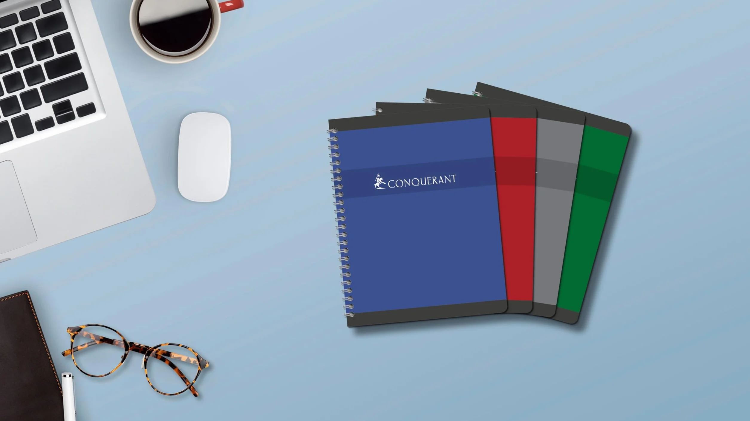 CONQUERANT Cahiers 17x22 100 Pages 70g Seyès Reliure Intégrale Couverture Carte