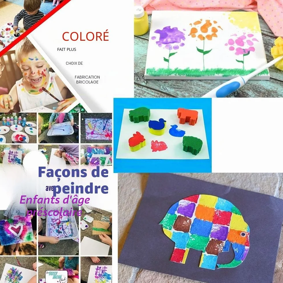Enfants Peinture Kits 57Pcs Éponge Brosses de Peinture Outils Art DIY