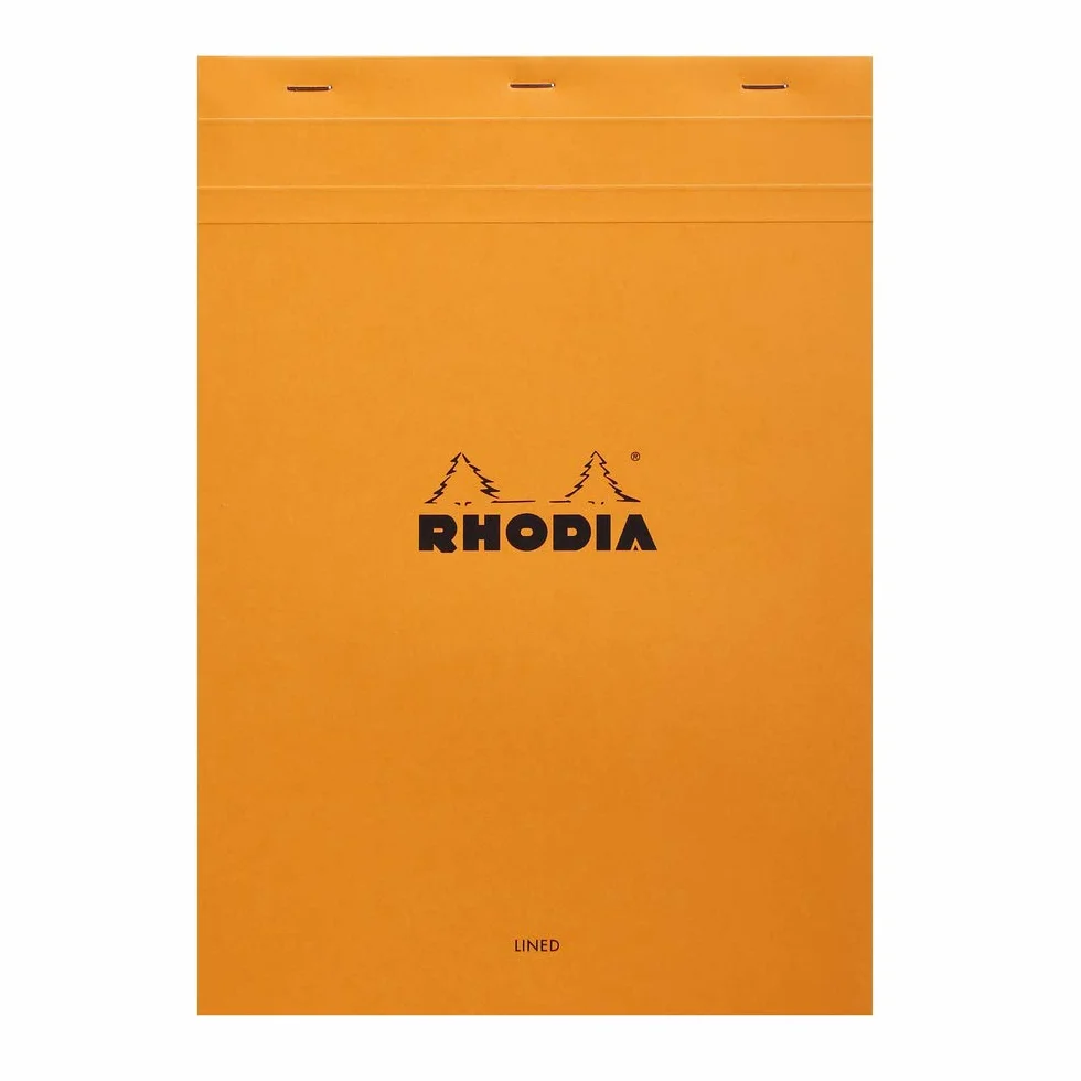 Rhodia Bloc-Notes Agrafé N°18 Orange A4 21 x 29,7 cm Ligné 80 Feuillets Papier Clairefontaine 80 g/m²