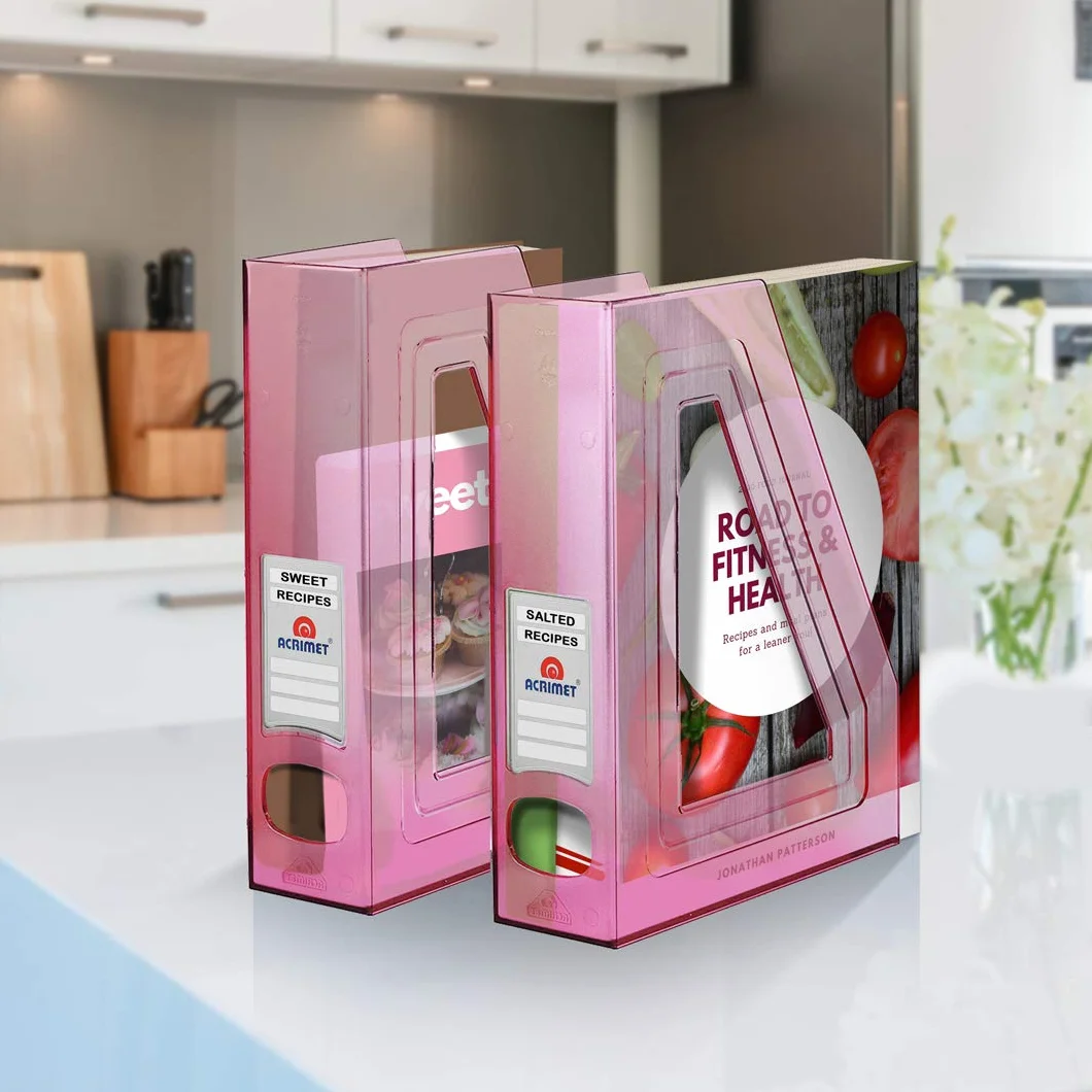 Acrimet Porte-Revues Support Durable Organisateur Dossiers Bureau Plastique Rose Transparent Lot de 2