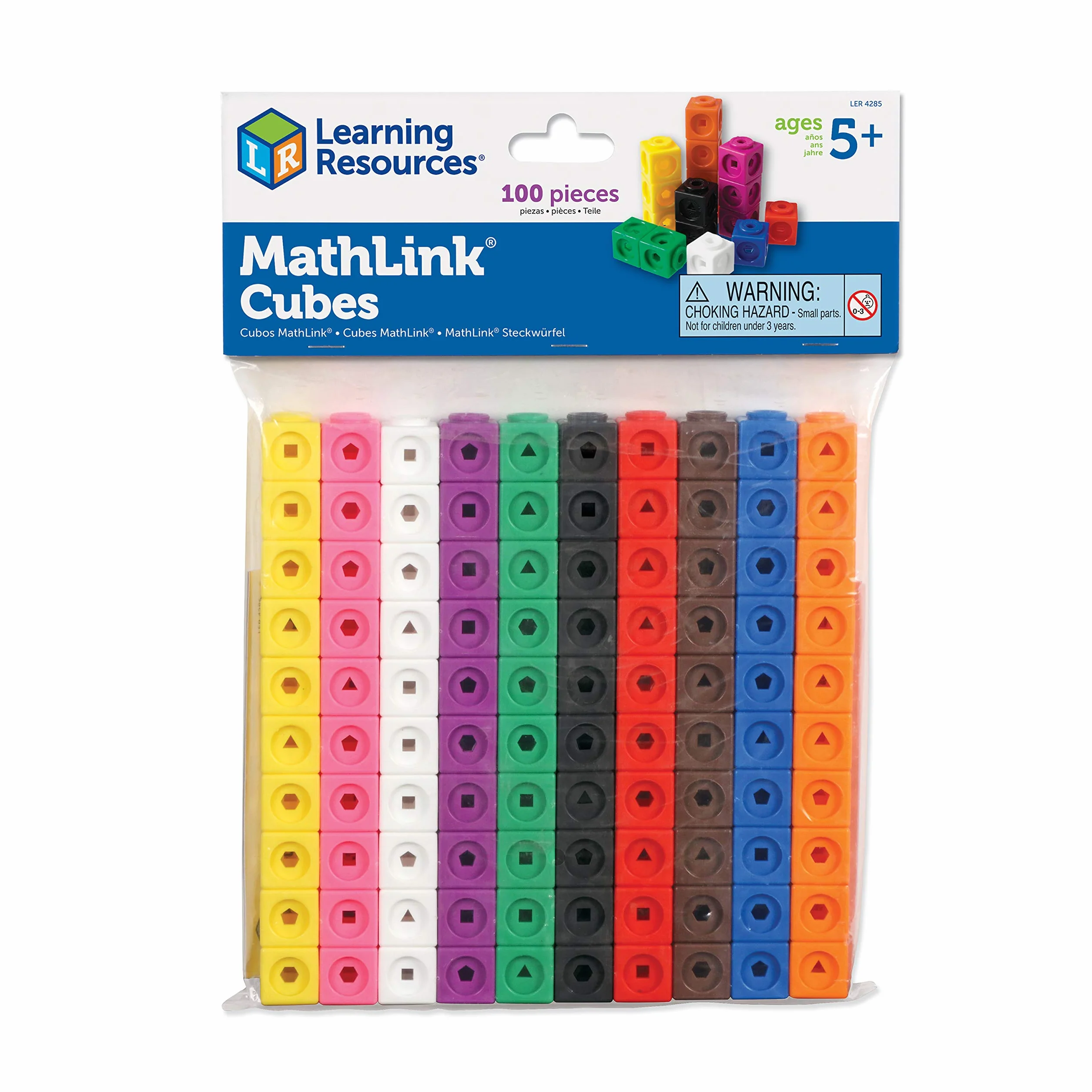 Learning Resources MATHLINK® CUBES-100, Cubes emboîtables pour activités mathématiques, Jeu éducatif STEM, comptage, dès 5 Ans