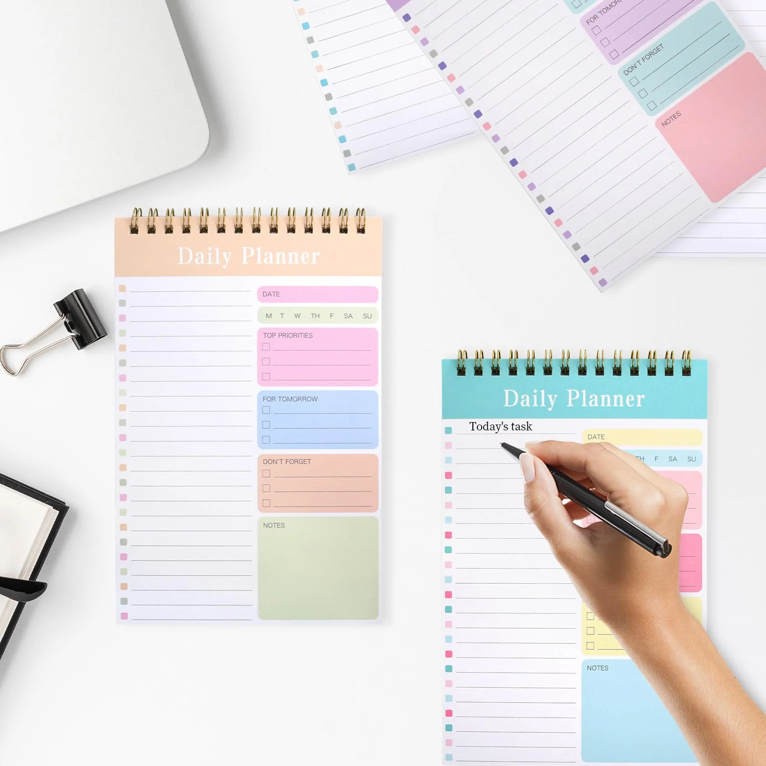 A5 To Do List 5 Paquets Planificateur Journalier Non Daté 150 Feuilles Daily Planner Carnet à Spirale