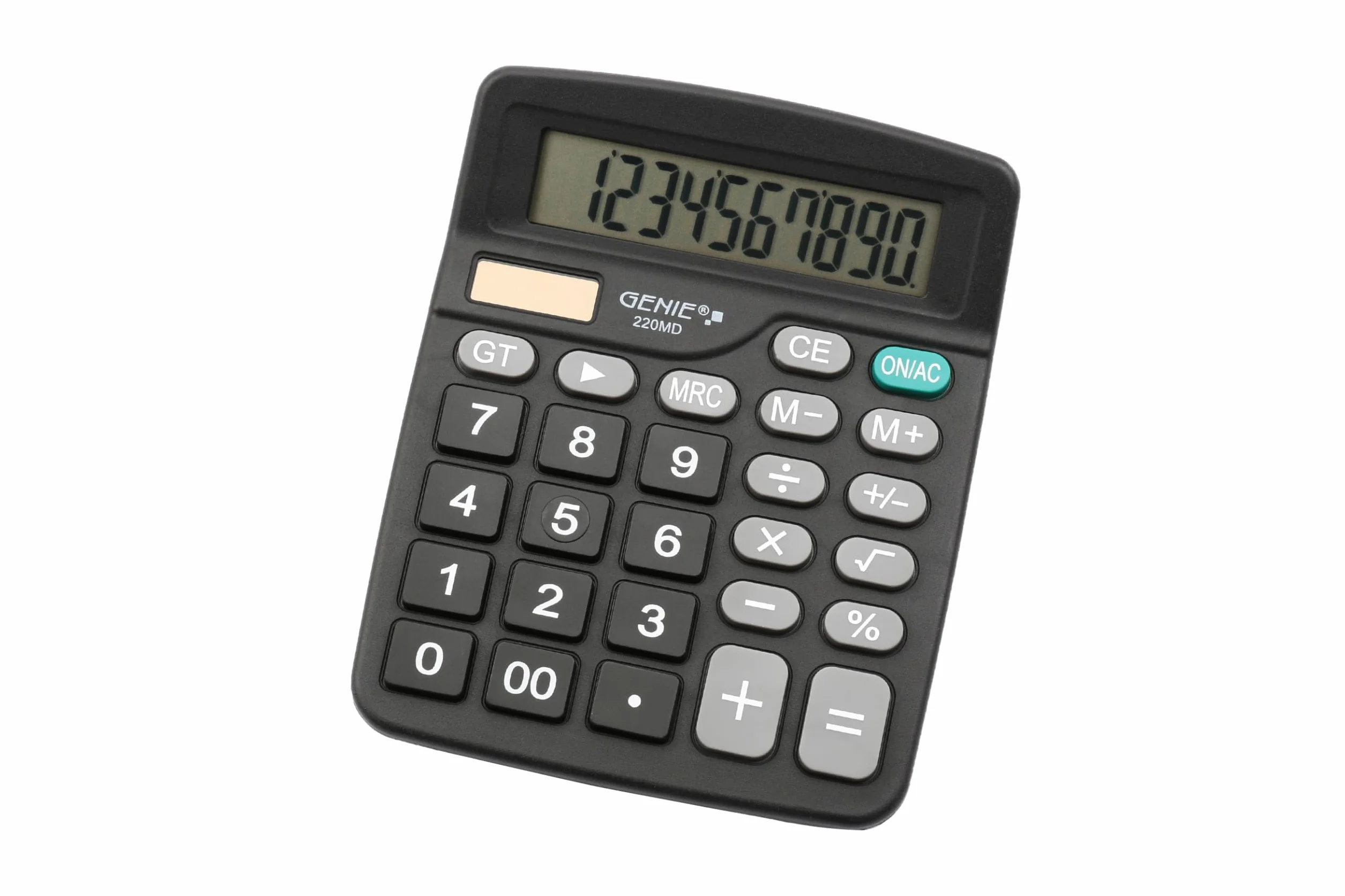 Genie Calculatrice de Bureau 220 MD 10 Chiffres Double Alimentation Solaire et Batterie Noir