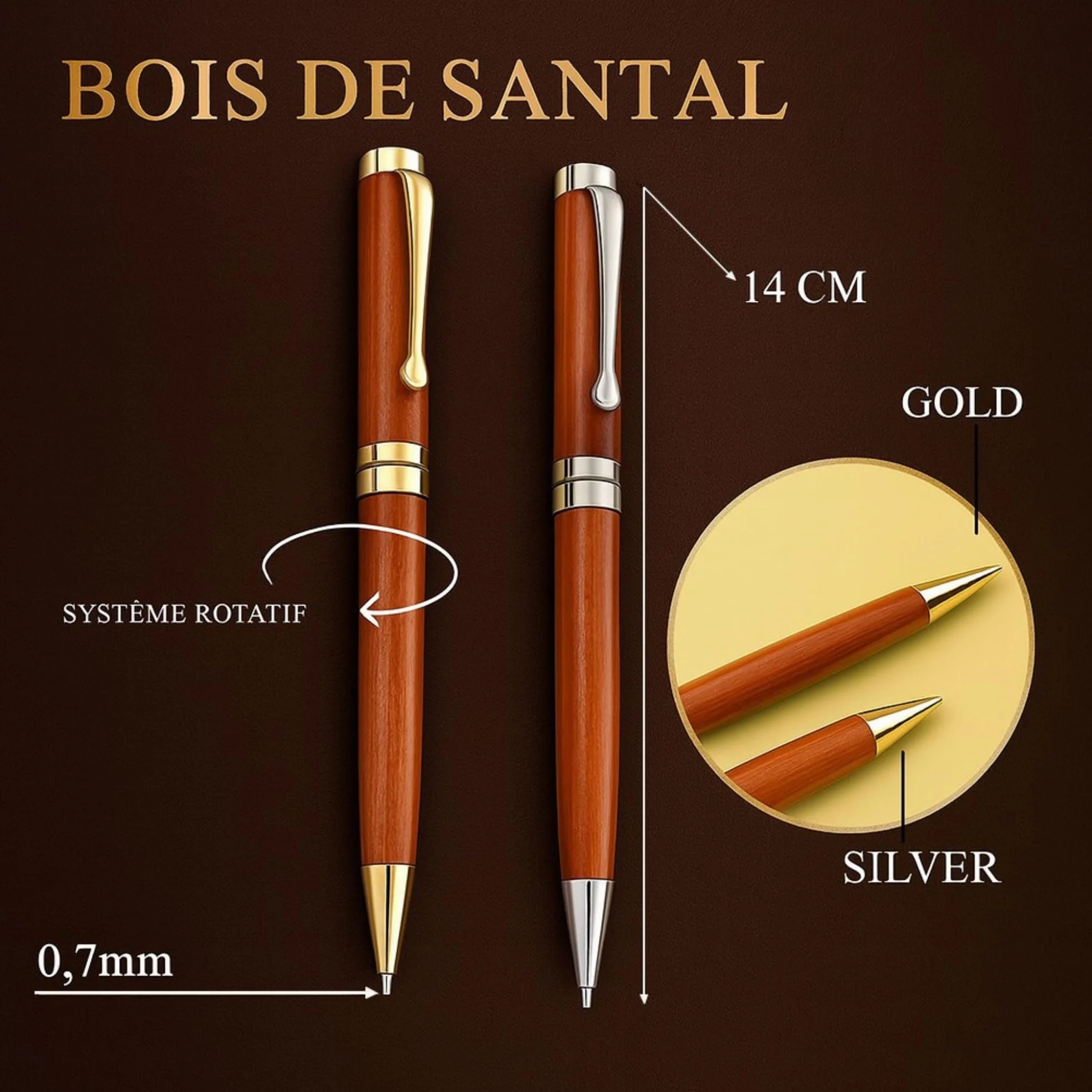 Stylo en bois luxe personnalisé coffret cadeau gravé original