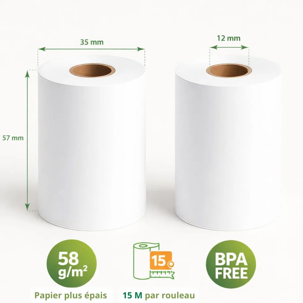 Papier Thermique pour Carte Bancaire Rouleaux TPE/CB 57x35 15m Lot de 20 Sans BPA