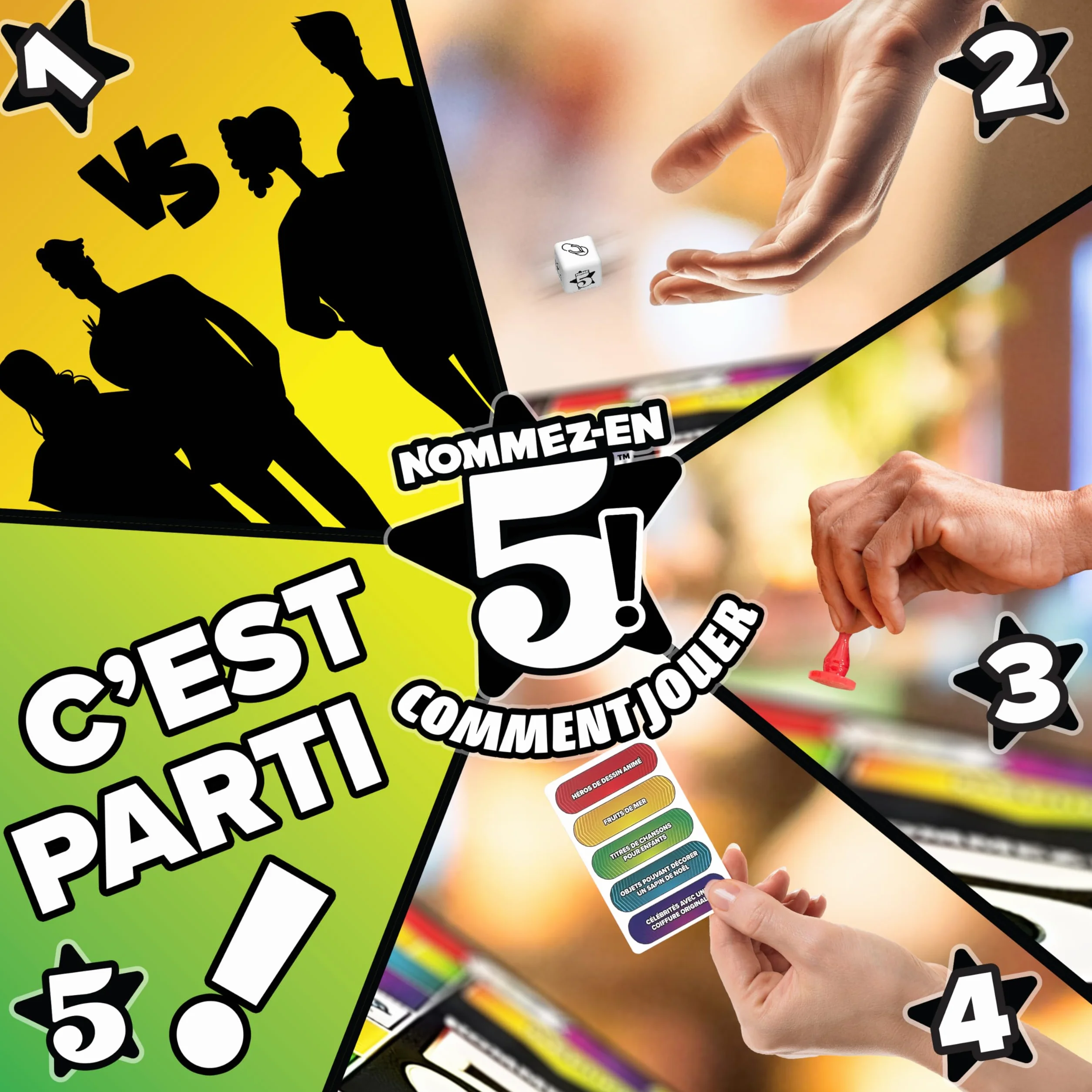 Goliath NOMMEZ-EN-5! Jeu de Société Délirant dès 12 Ans - Jeu de Rapidité, Trouver 5 Réponses, en Famille ou Entre Amis, 2 Joueurs
