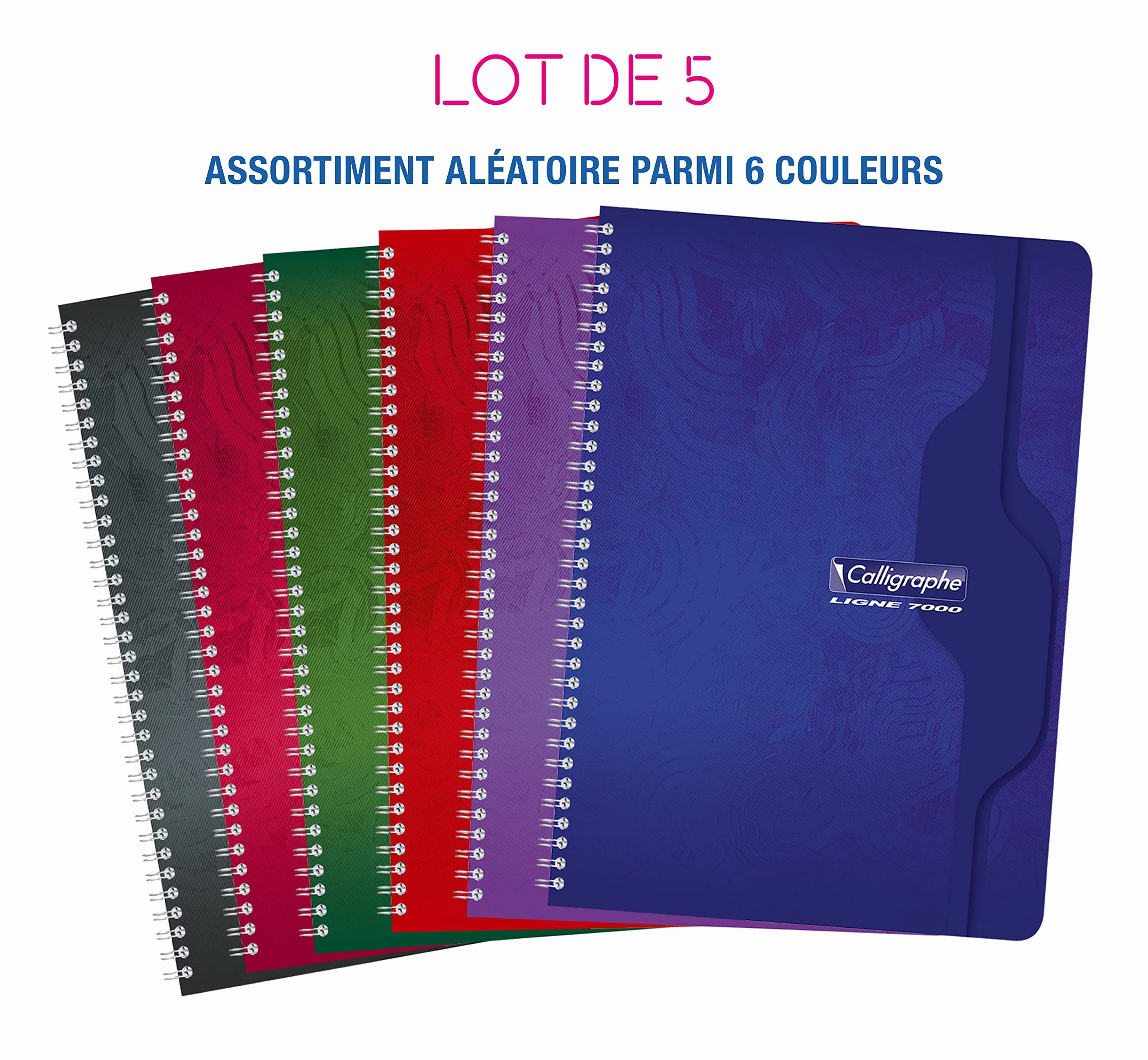 Clairefontaine Calligraphe 2416C Lot de 5 Cahiers A4 21x29,7 cm 180 Pages Grands Carreaux Papier 70 g