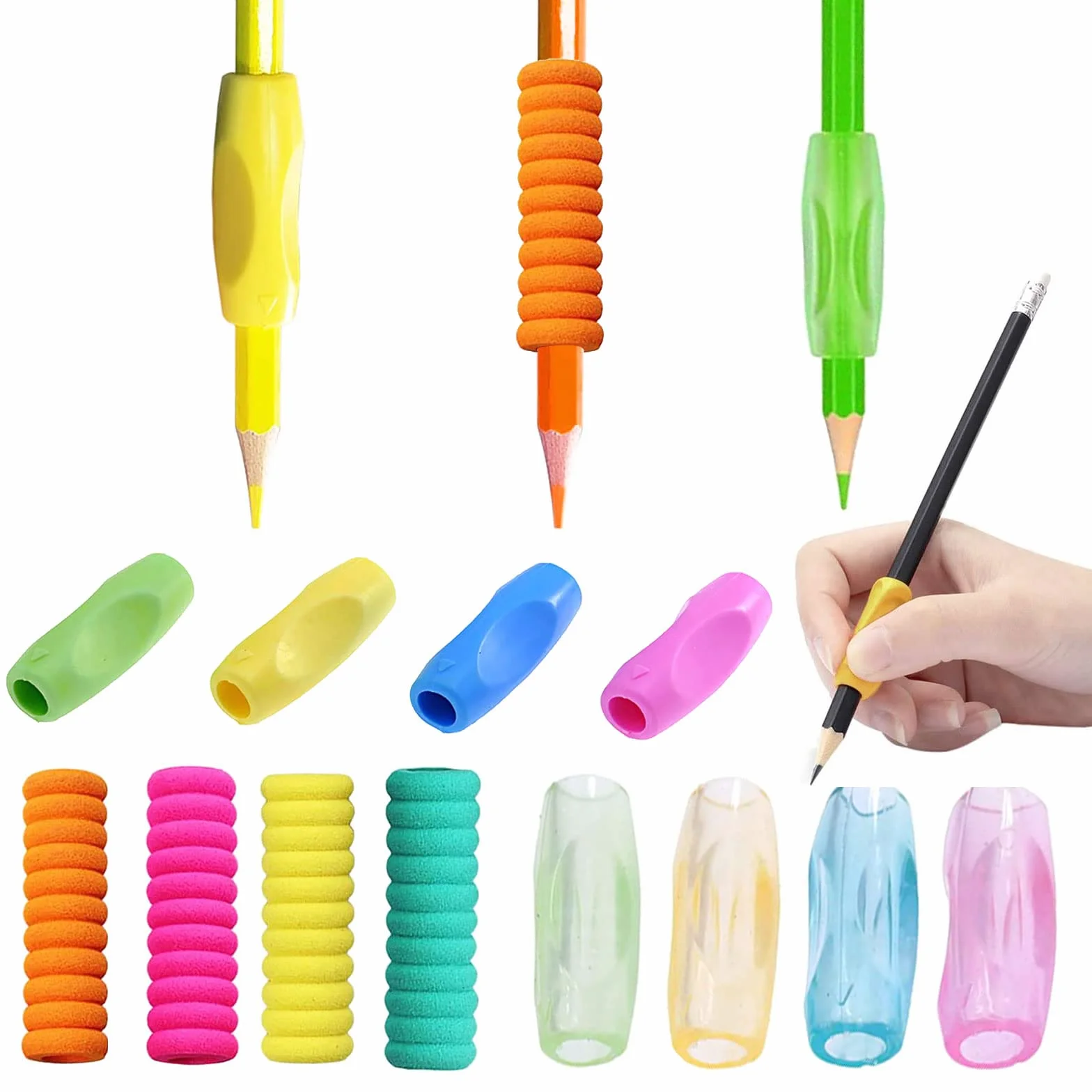 Poignées de crayon en silicone pour enfants, lot de 12, support de stylo ergonomique pour gaucher