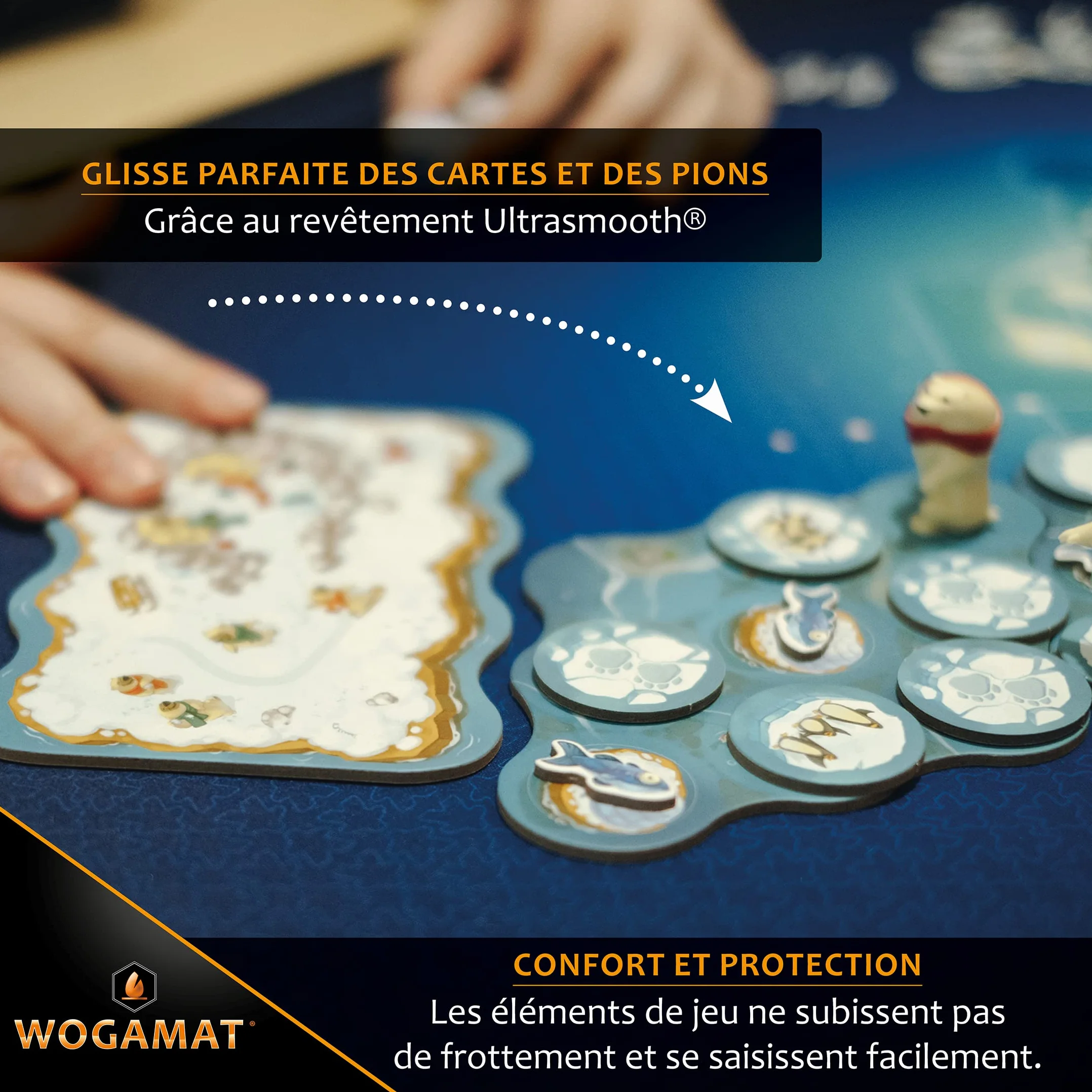 Tapis MULTIJEUX Saphir Bleu 60x100 cm - Tapis de Jeux de Cartes, Plateau, Dés - Antidérapant, Silencieux, Épais, Lavable