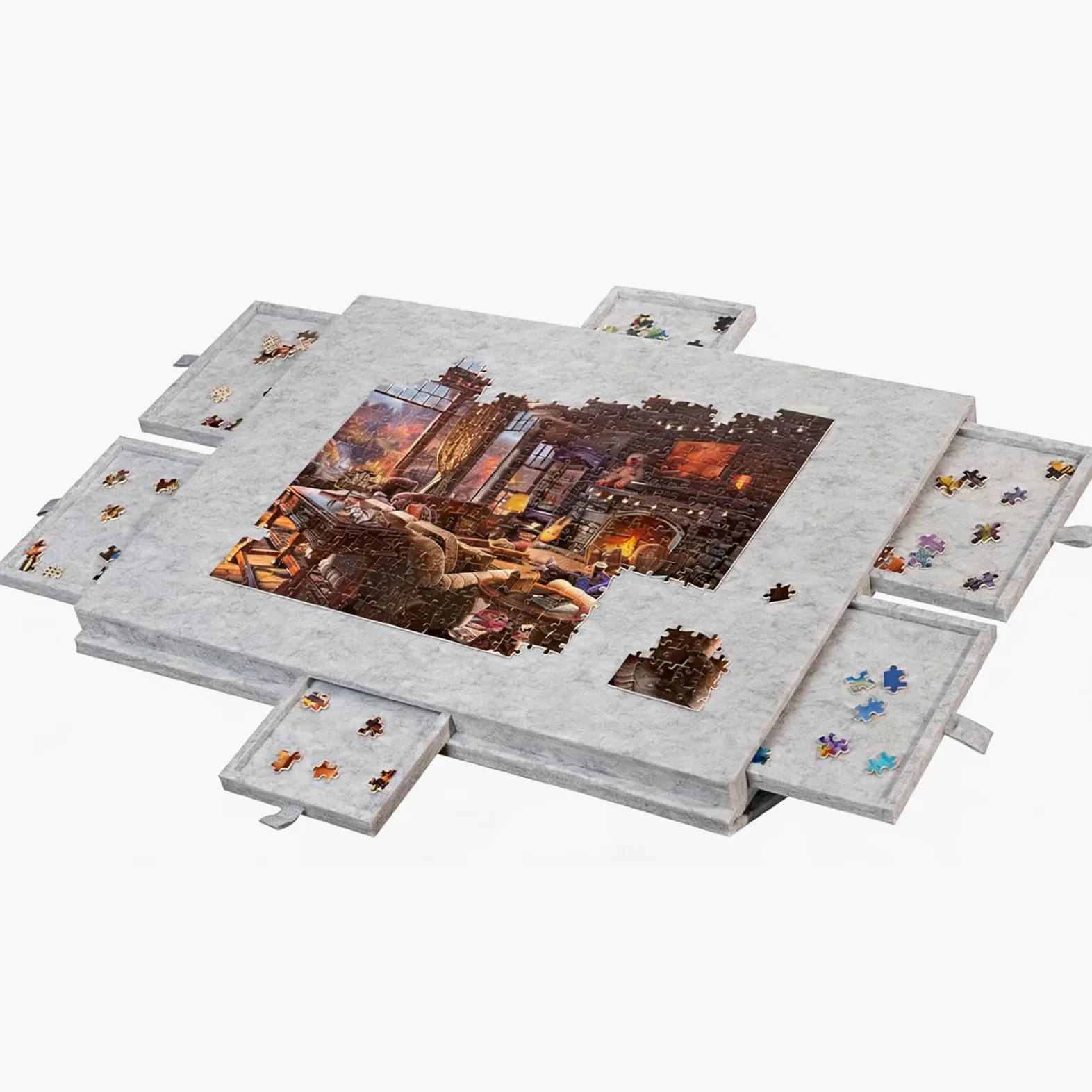 Planche De Puzzle Portable en Feutre,AntidéRapante Planche Puzzles,2 en 1 Planche à Puzzle Portable,Table De Puzzle Pliable,avec Tiroirs De Tris,IdéAl pour Puzzles De 1000 PièCes