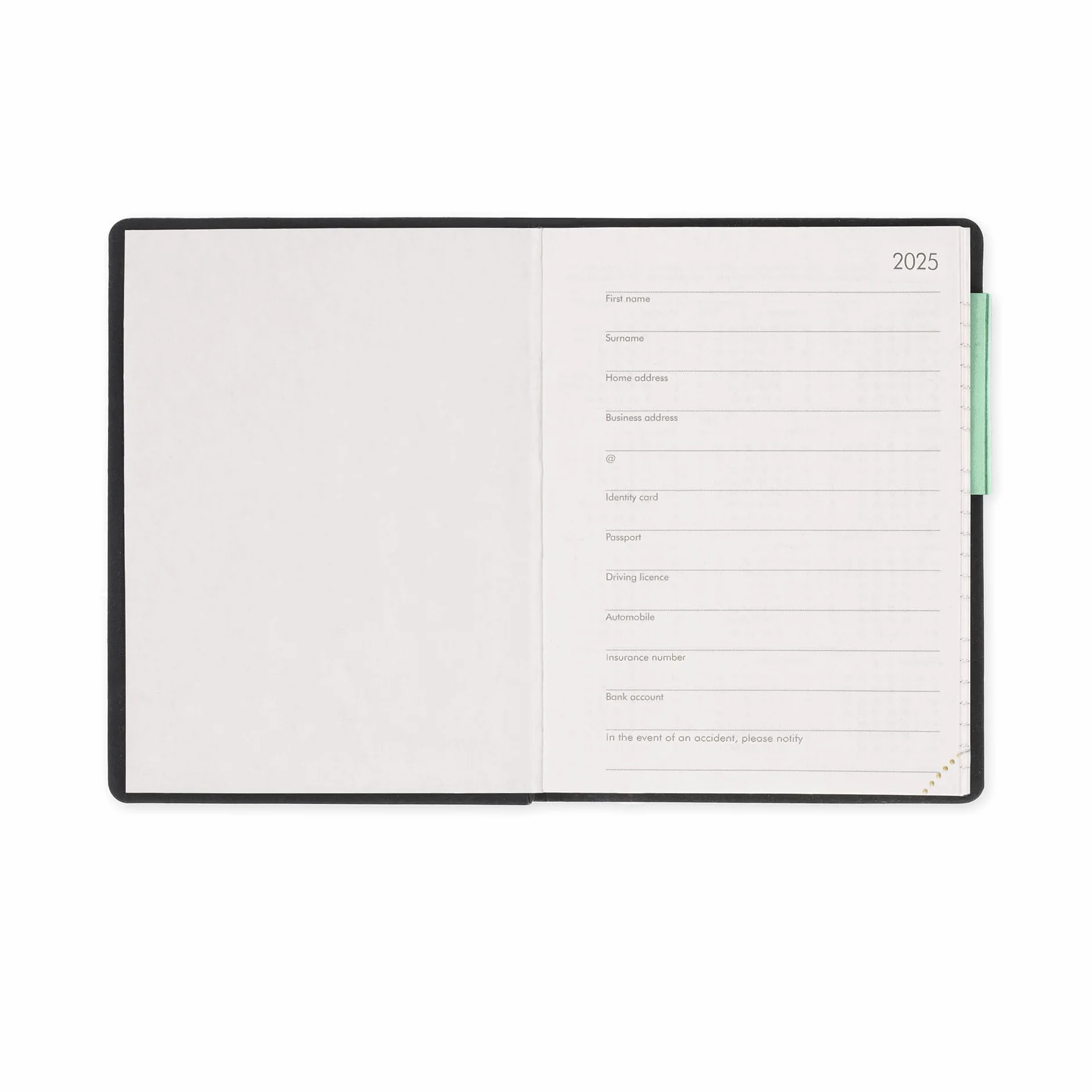 Legami Agenda hebdomadaire Mini 2026 Pastel Mint 12 mois carnet d'adresses fermeture élastique papier FSC 8 x 10 cm