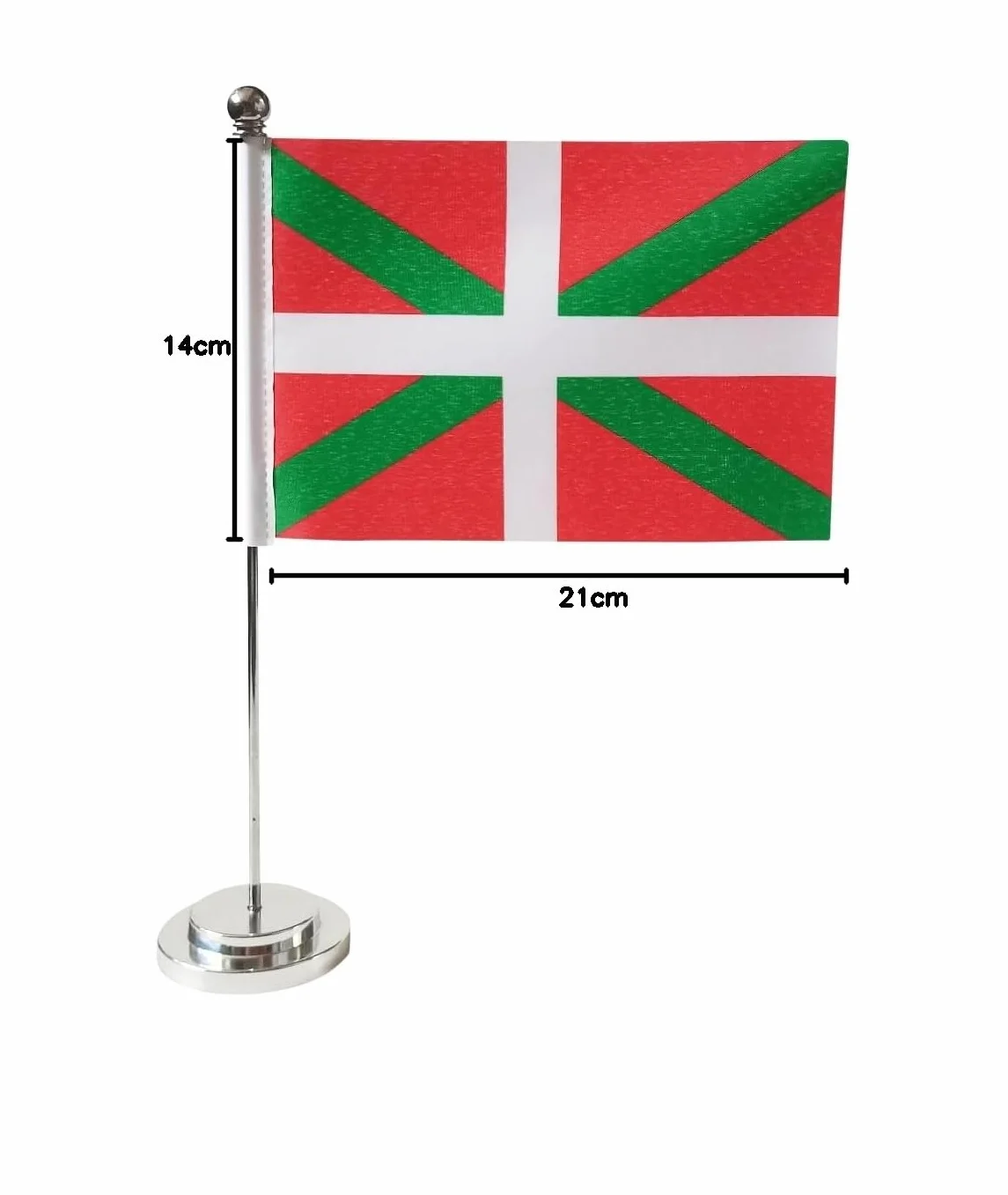 Drapeau de table Pays Basque 21 x 14 cm Mât et socle en acier