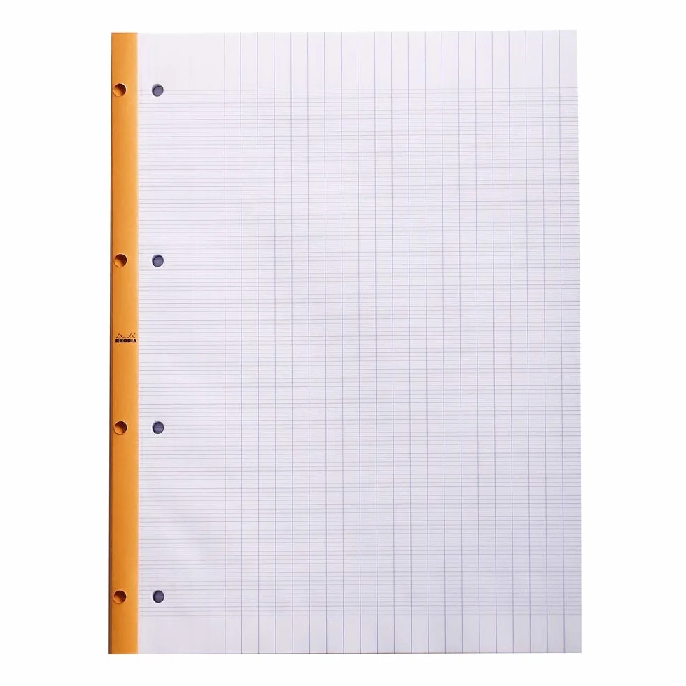 Rhodia Bloc-Notes Agrafé A4 Grands Carreaux Seyès 80 Feuillets Détachables Papier Clairefontaine 80 g/m² Orange
