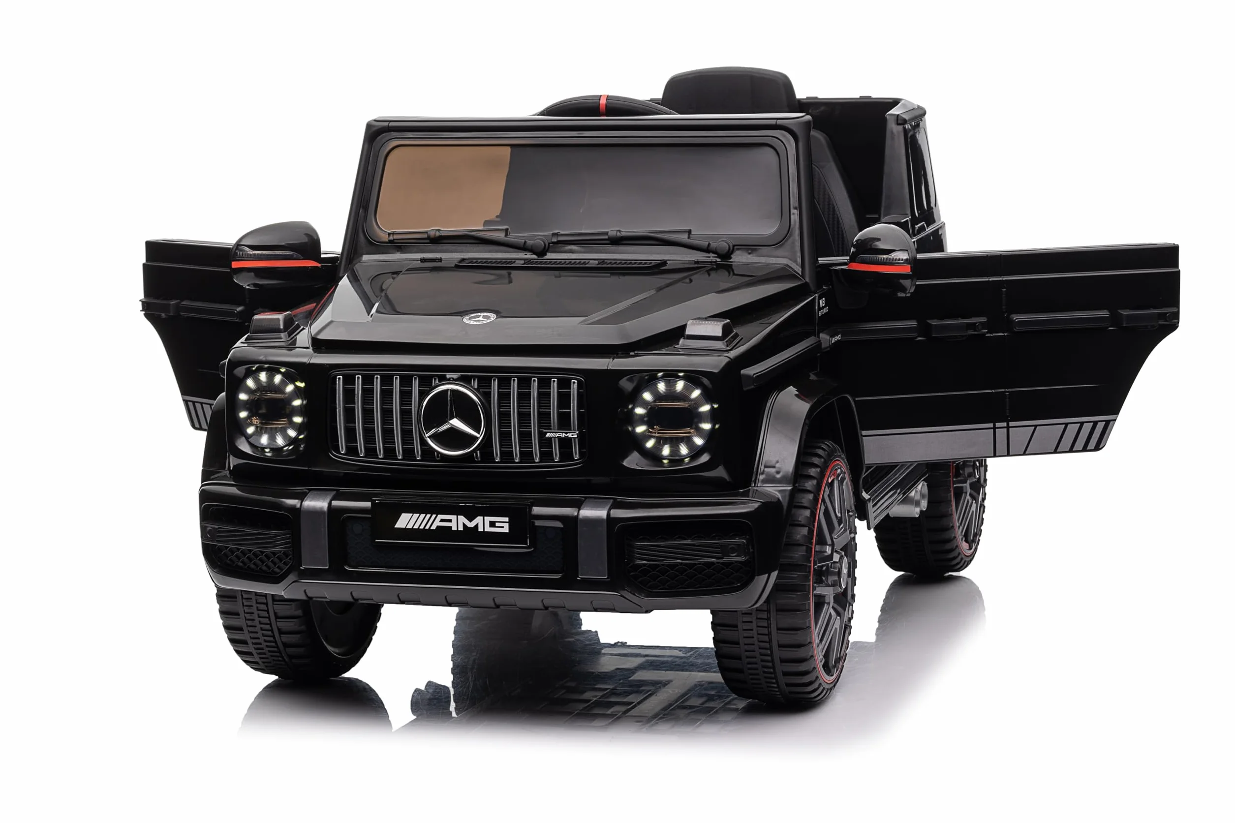 Voiture Électrique Enfant Mercedes G63 AMG 12V Télécommande 2+1 Vitesses Klaxon LED Musique USB Noir