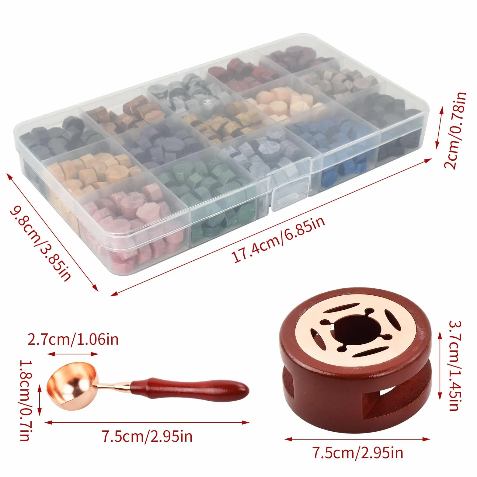 Ensemble de Tampons de Cire, 375 Perles Octogonales, 15 Couleurs, Chauffant, pour Mariage, Enveloppe, Cadeaux
