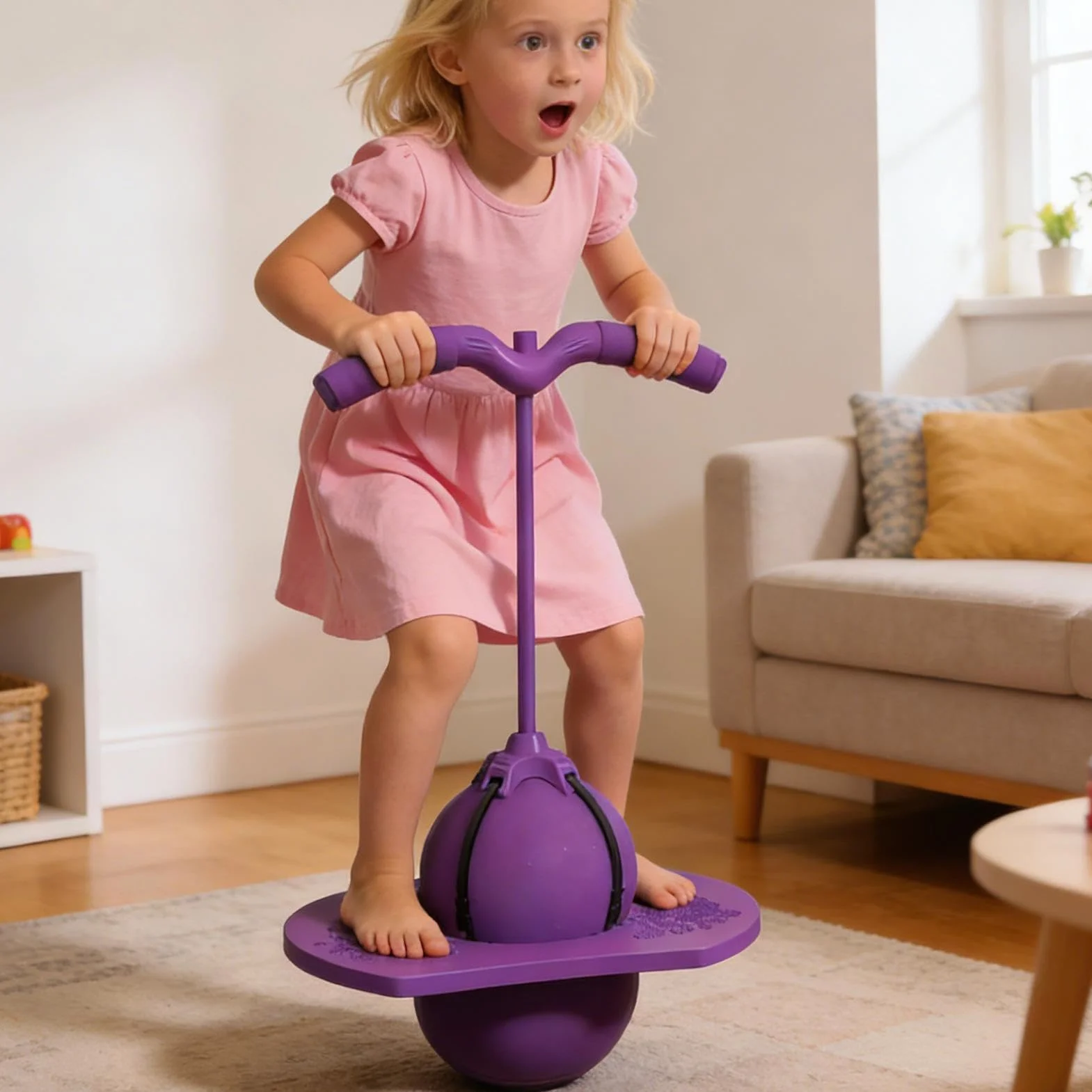 Ballon Sauteur d'Équilibre Jouet Sportif Plateau de Saut Rebondissant Enfant Garçon Fille Adulte