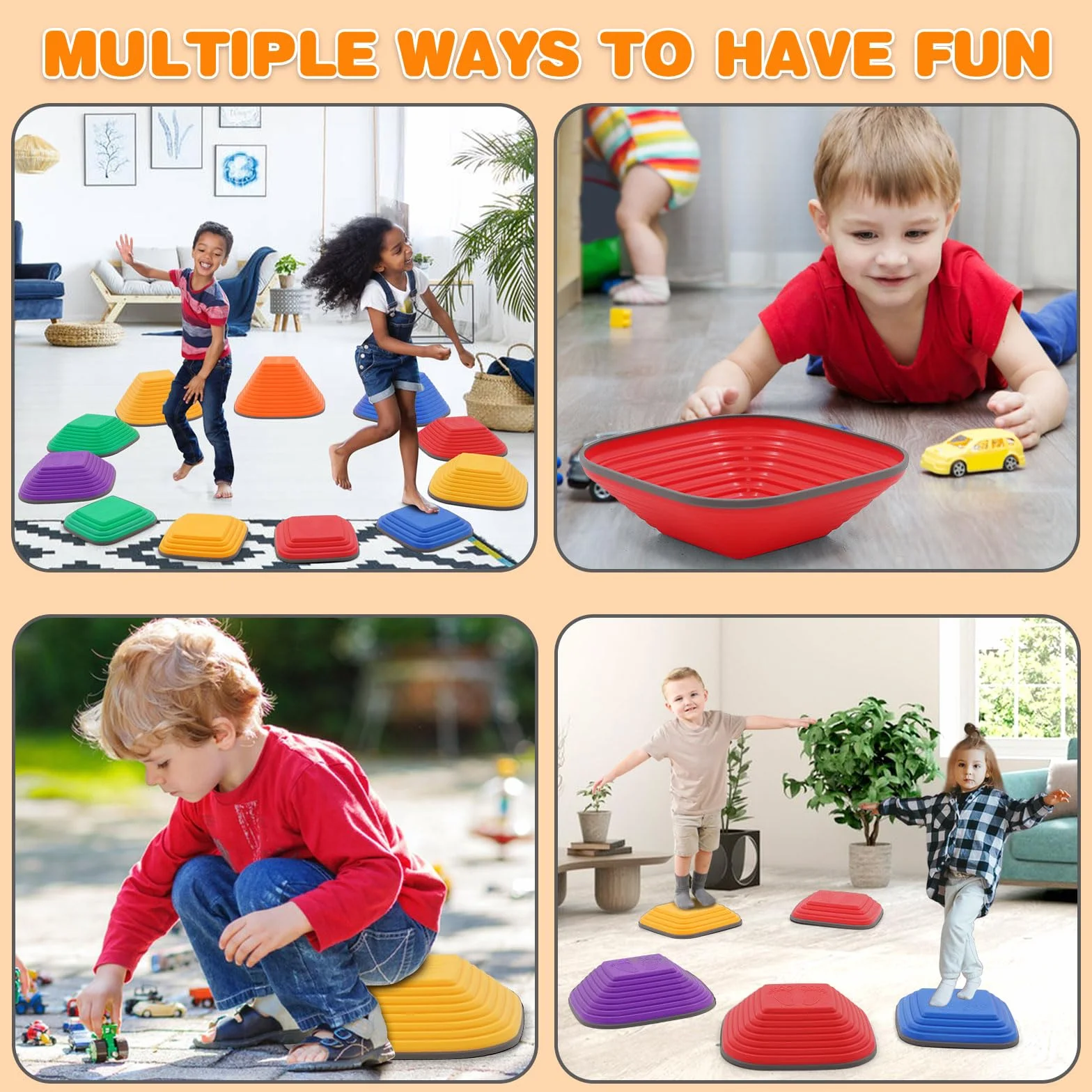 Pierres D'équilibre pour Enfants Antidérapant Parcours de Motricité Intérieur Extérieur Balance Stepping Stones