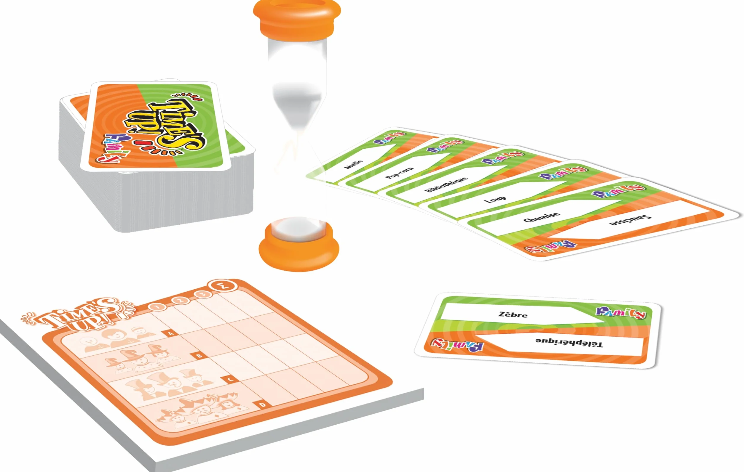 Asmodee Time's UP! Family Version Verte Jeu d'Ambiance en Equipe dès 8 Ans - Jeu de Société Enfants Rapidité Cartes à Deviner 4-12 Joueurs 30 Min Français